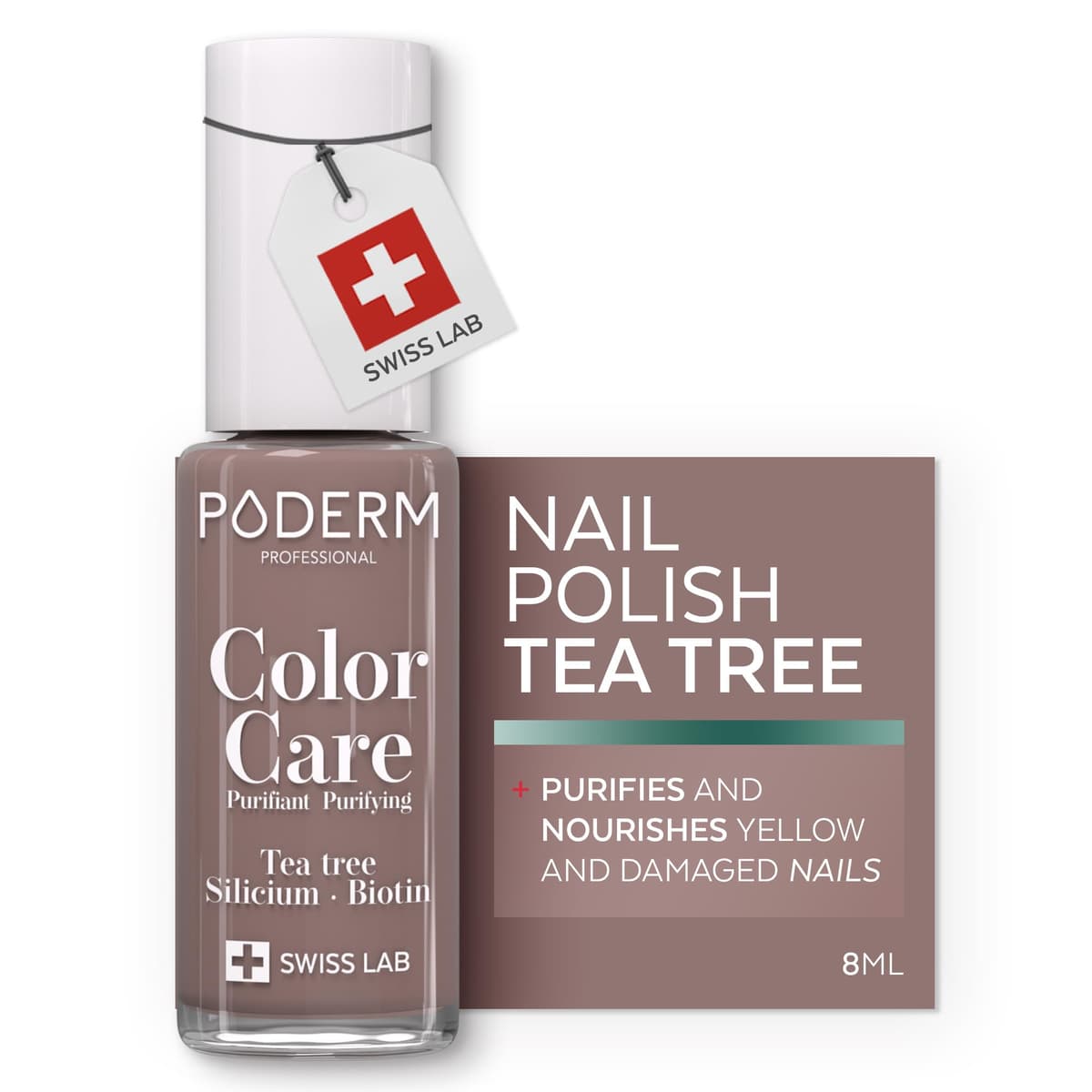 PODERM Nail Care Polish with Tea Tree - Rosewood | Swiss Lab - 8ML | Enriched with Tea Tree, Silicon & Biotin | Purifies, Clarifies & Nourishes Yellow Nails | Created by a Podiatrist — view 23