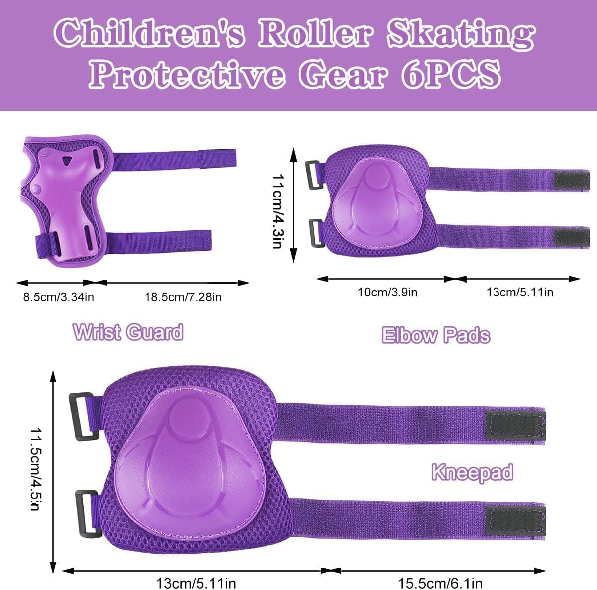 Juego de Protecciones Skate Niño 6 Piezas Conjuntos de Patinaje Set Infantiles Rodilleras con Muñequeras y Coderas Protecciones Niño para Bicicleta Patinaje Ciclismo Monopatín Deportes Extremos — view 2