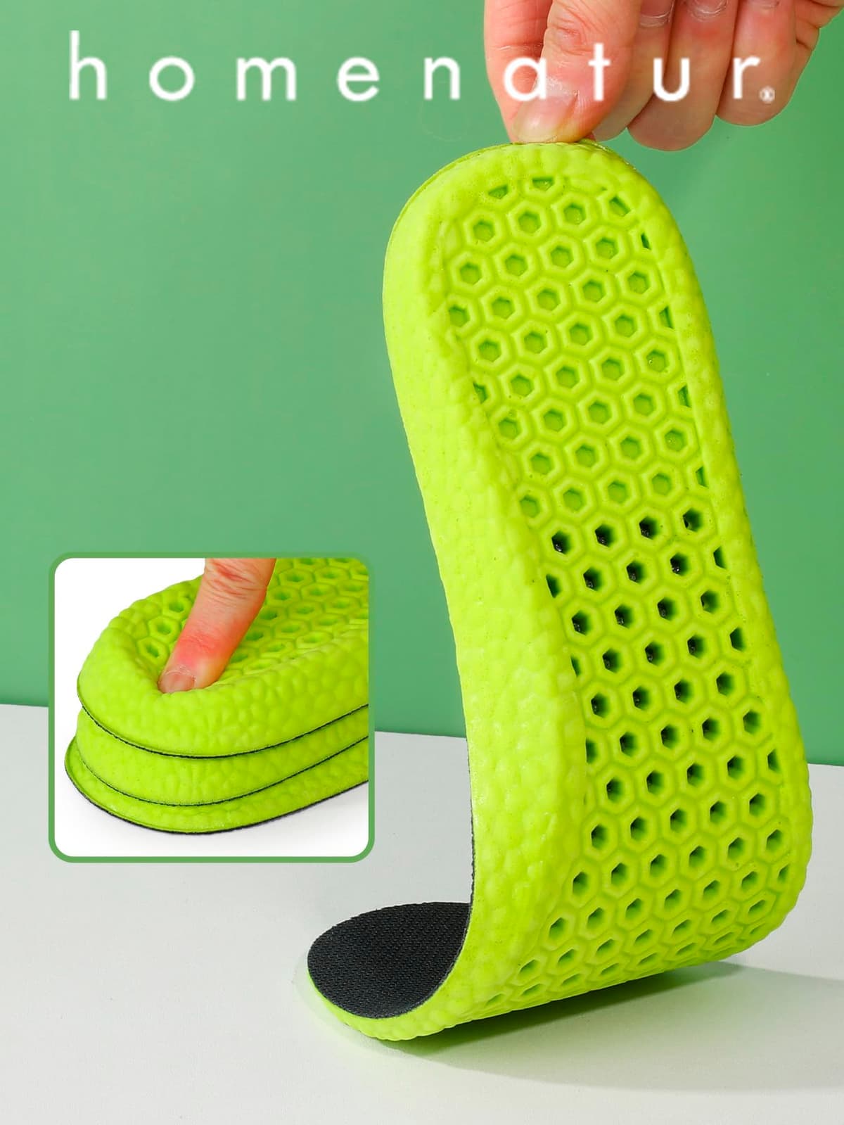 HOMENATUR Plantillas Gel Hombre Trabajo Mujer - PU - Uso Diario Calzado Deportivo - Diseño Transpirable - Cuidado de Pies - Silicona Foam Memory Alivio Taloneras - Padel Ciclismo (43-44) — view 3