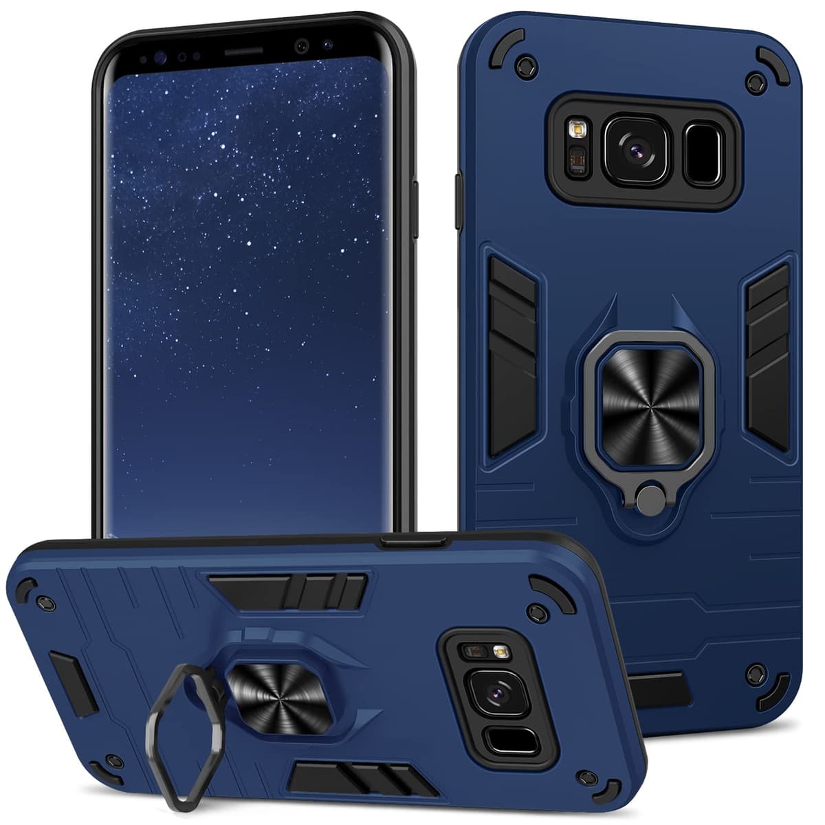 Funda para CMF Phone 2 Pro, Carcasa Antigolpes con Soporte anular metálico, Case Protectora de Grado Militar, Negro — view 1024