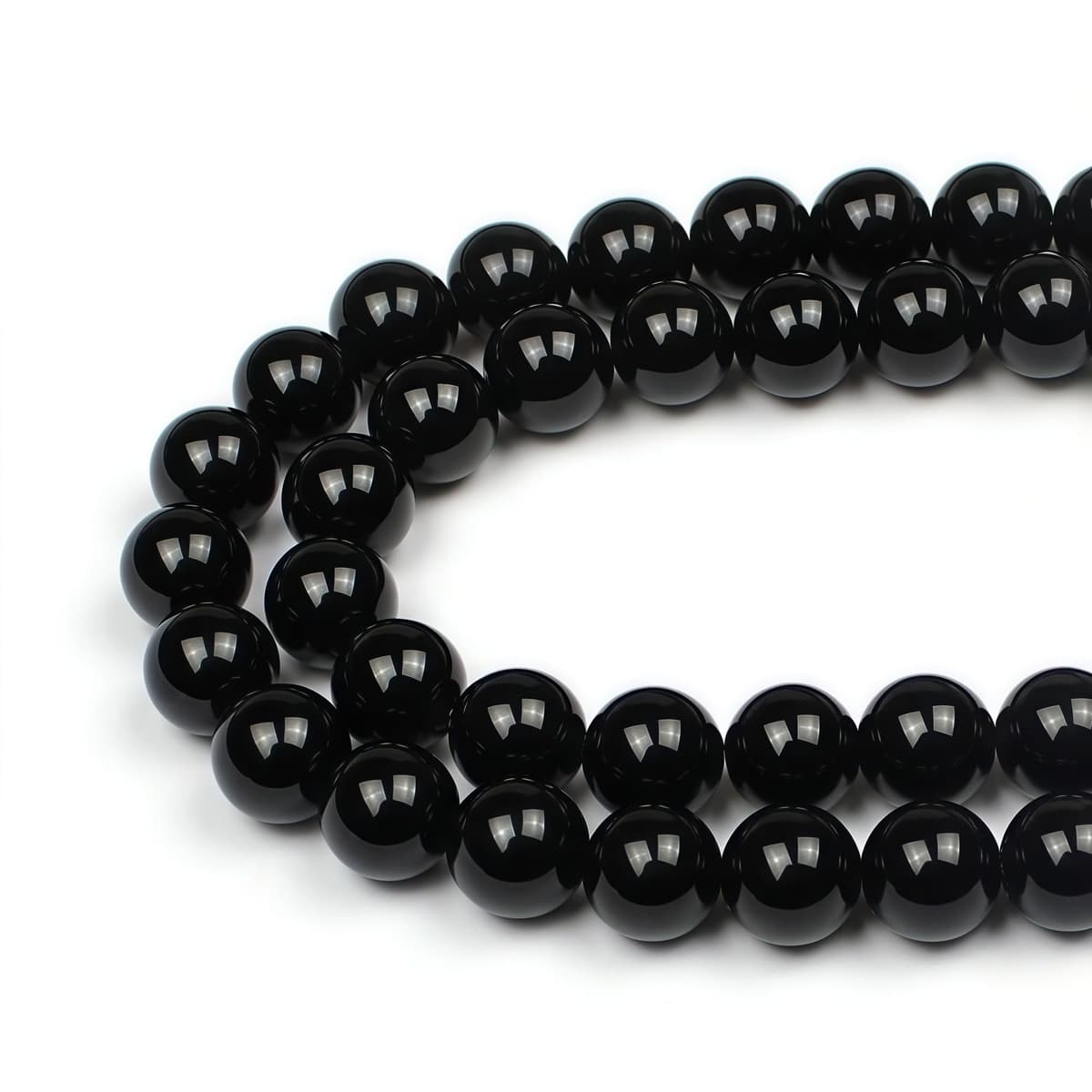 MJDCB Natural Round Stone Beads 8mm Black Onyx Loose Gemstone Beads for Jewelry Making Bracelet Necklace 43pcs