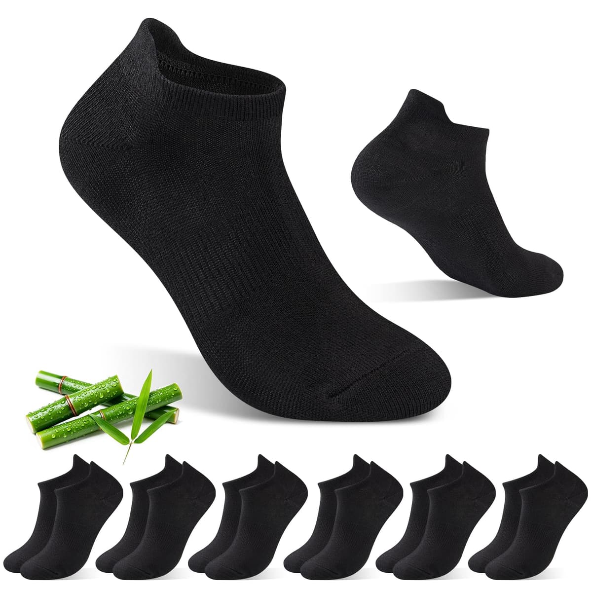 SukModen Calcetines Tobilleros de Bambú, Calcetines Cortos Mujer, Calcetines Transpirables para Deporte, Running y Ciclismo, Anti-Ampollas, Extrasuaves, 6 Pares — view 9