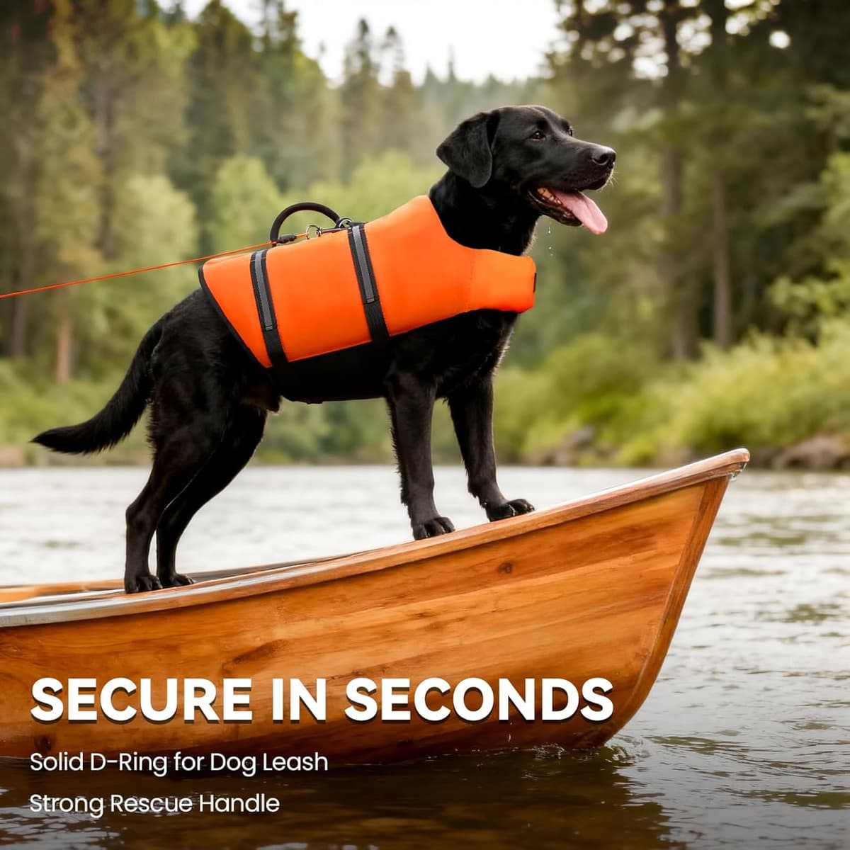 VIVAGLORY Rip Stop Dog Life Jacket, Buoyancy Aid with Handle, Buoyancy for Doggy, Dog Life Jacket for Swimming & Boating, S, Bright Orange — view 2