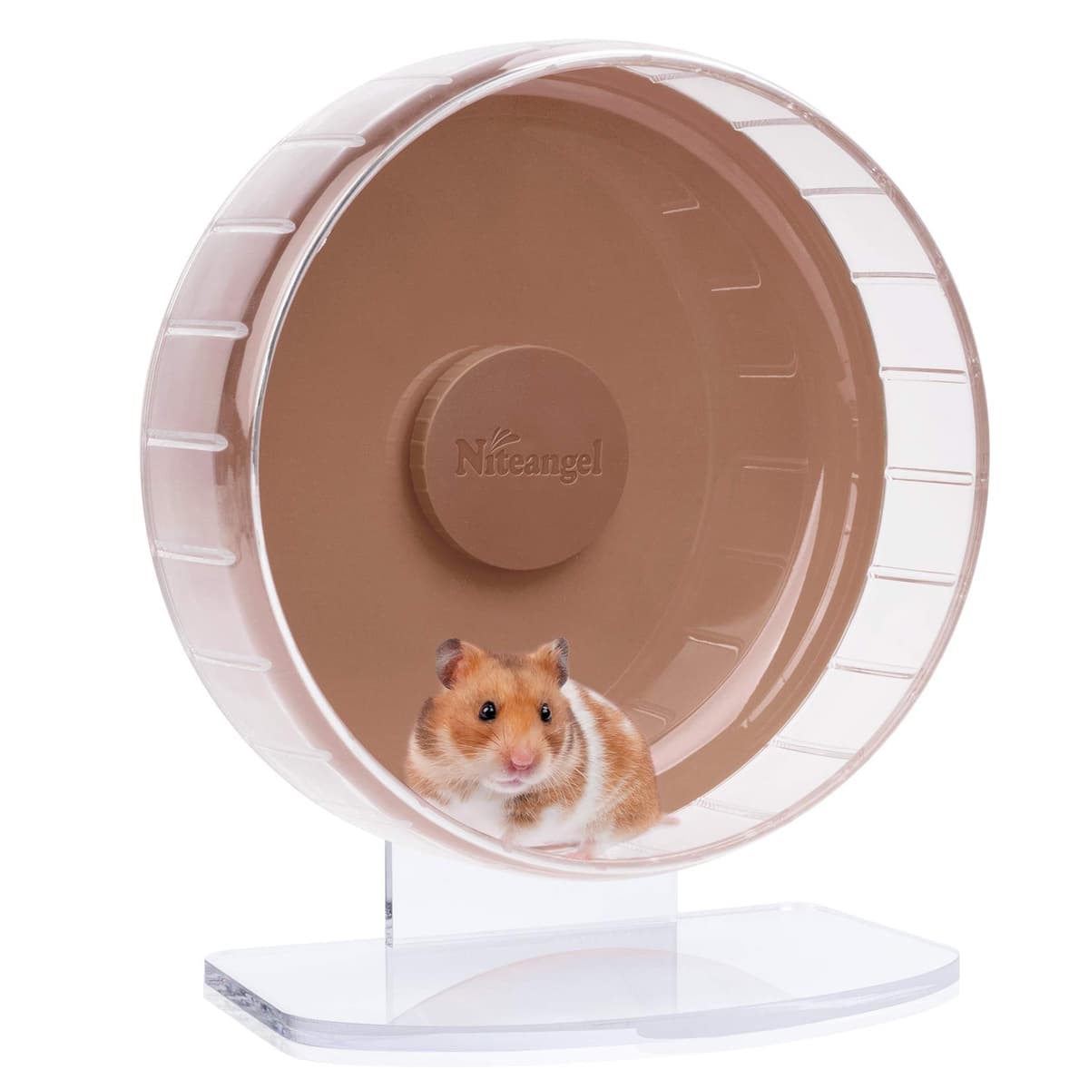 Niteangel Super Silent Hamster Exercise Wheels - Quiet Spinner Hamster Running Wheels with Adjustable Stand for Hedgehog Gerbils Mice Or Other Small Animals (Large, Transparent) — view 13