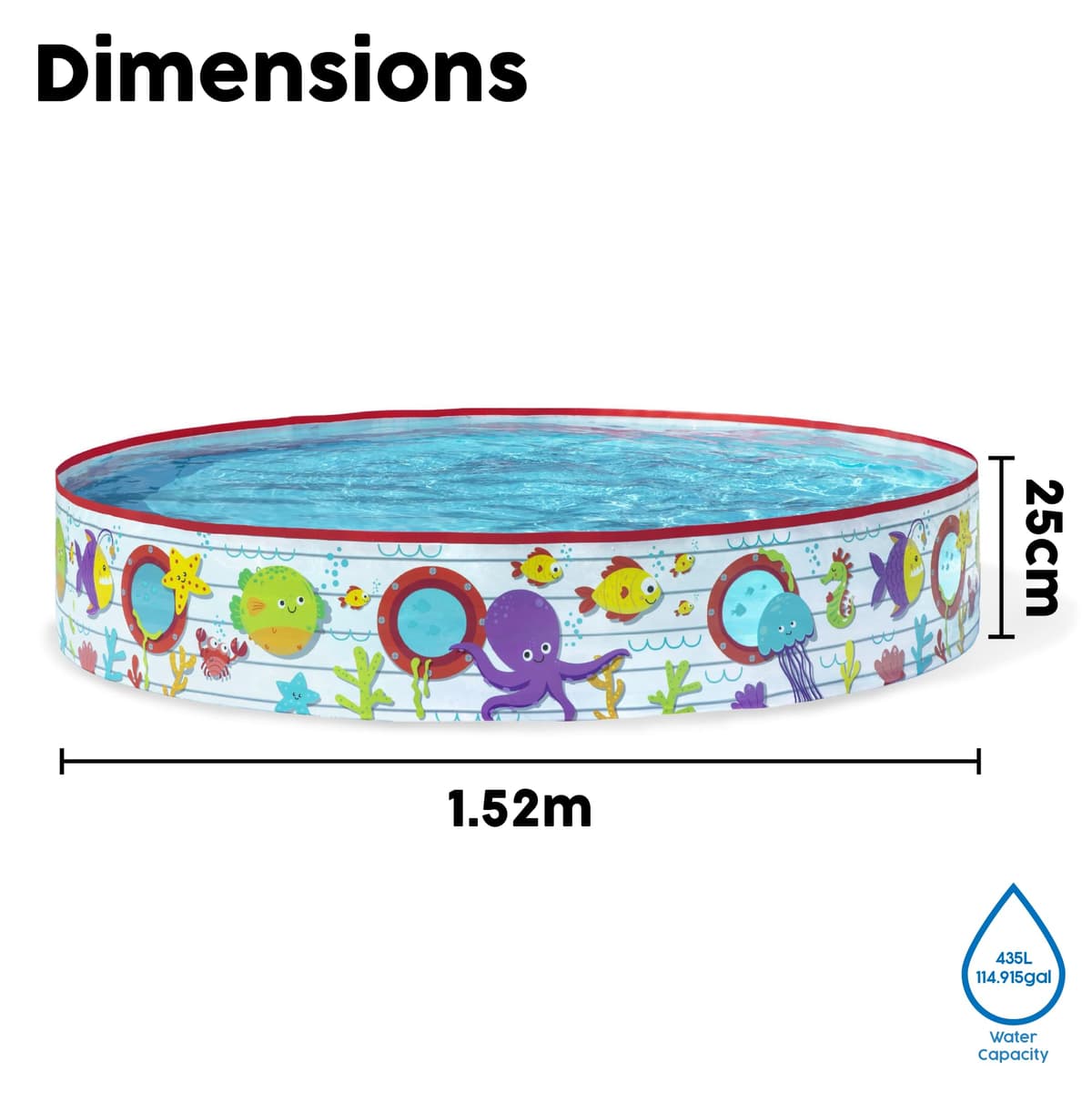 Bestway 55029 Paddling Fill N Kids Garden Pool with Fun Fish Print, Multicolor, 1.52 m x 25 cm — view 6