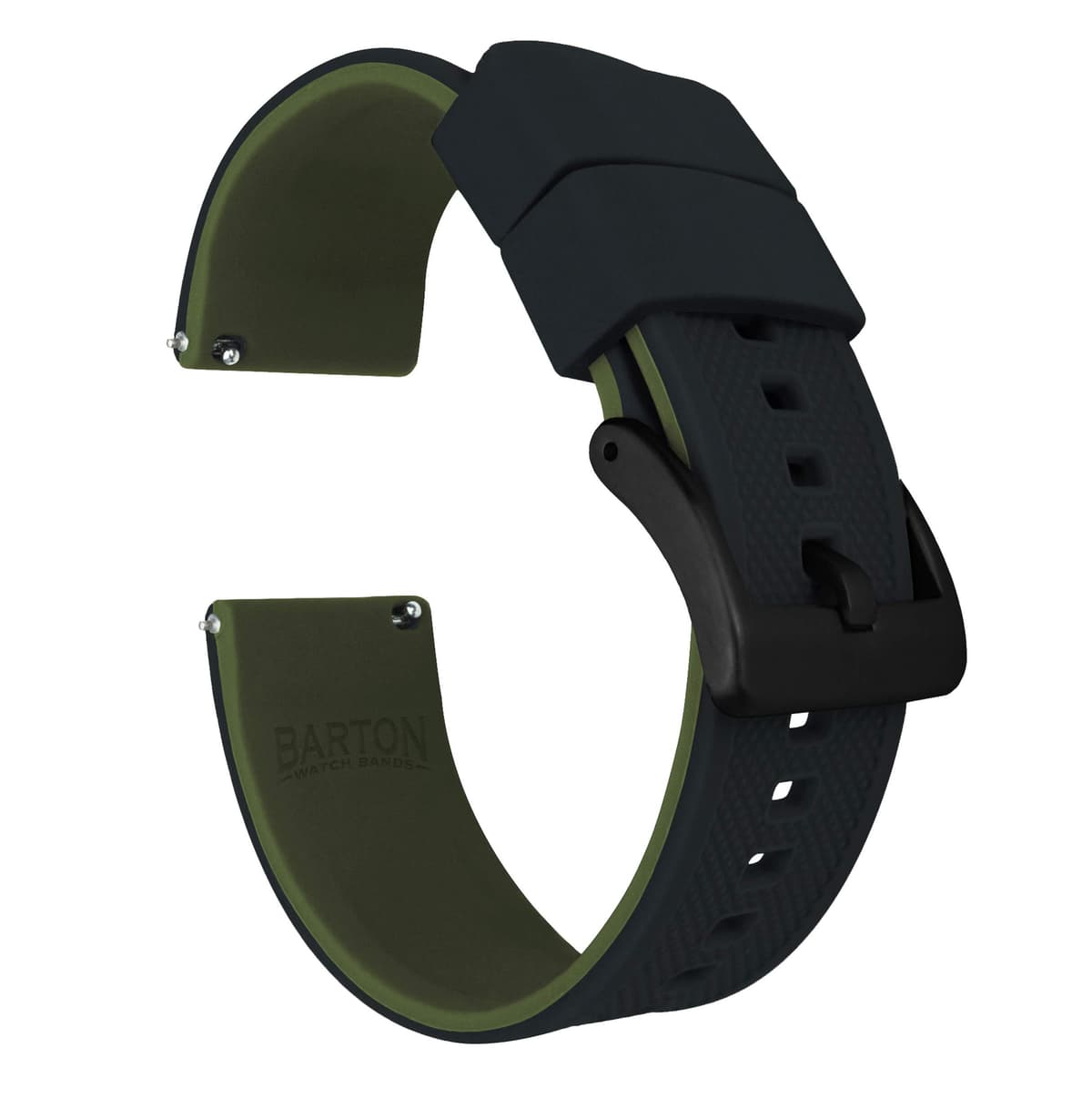 Barton Elite Silicone Watch Bands - Quick Release - Choose Color - 18mm, 19mm, 20mm, 21mm, 22mm, 23mm & 24mm Watch Straps (Stainless & Black Buckle Available) — view 25