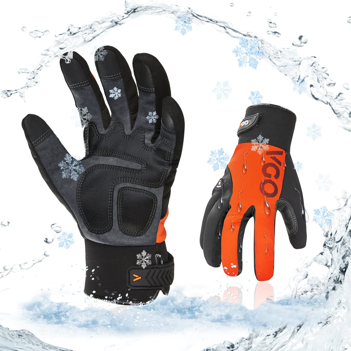 Vgo... 1-Pair -4℉ or above Thinsulate C100 Lined High Dexterity Touchscreen Synthetic Leather Winter Warm Work Gloves, Waterproof Insert (XL,Black,SL8777FW) — view 24