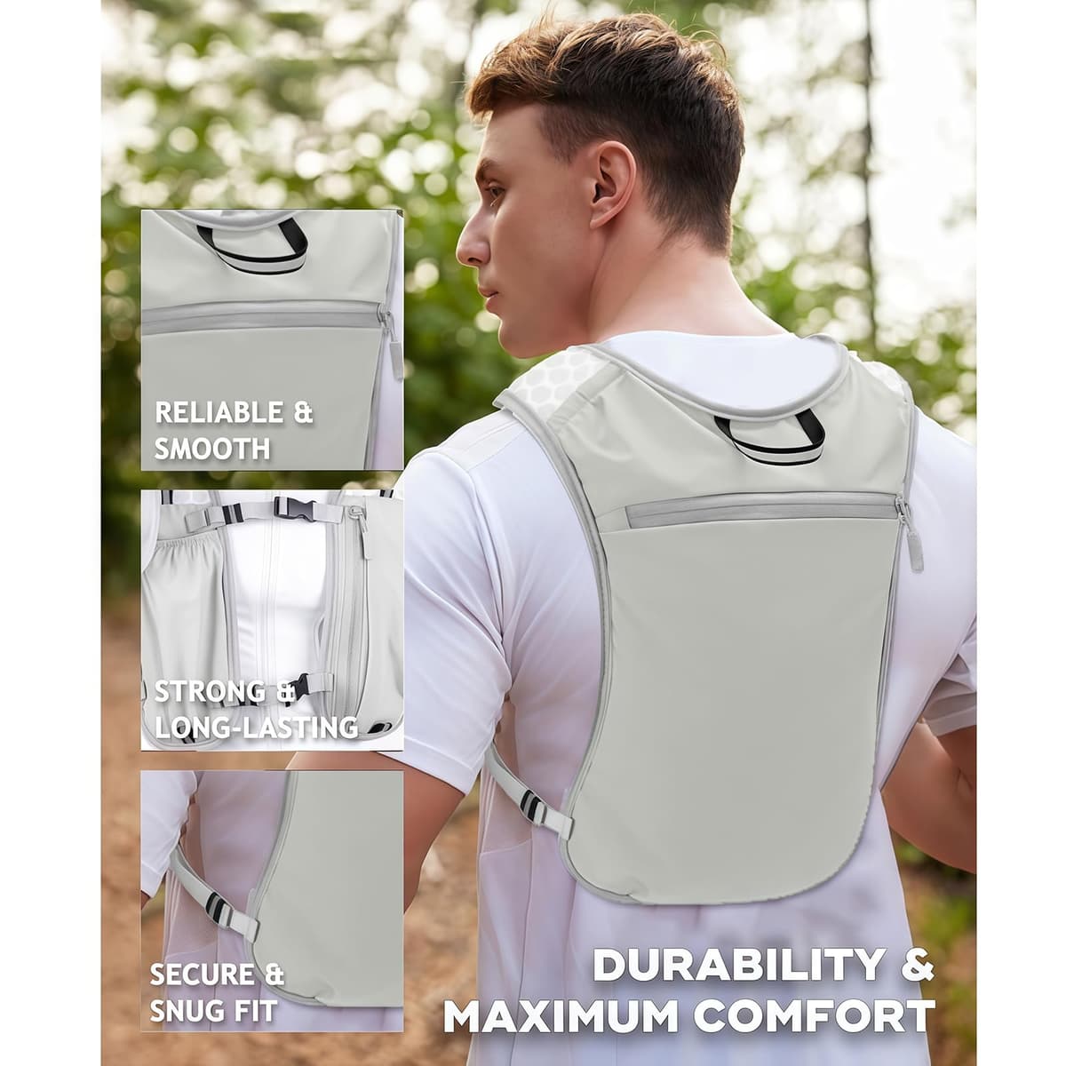 Running Hydration Vest Backpack - Lightweight & Breathable Running Vest Phone Holder for Women Men, 5L Hydration Pack for TrailRunning Hiking Cycling Marathon — view 4