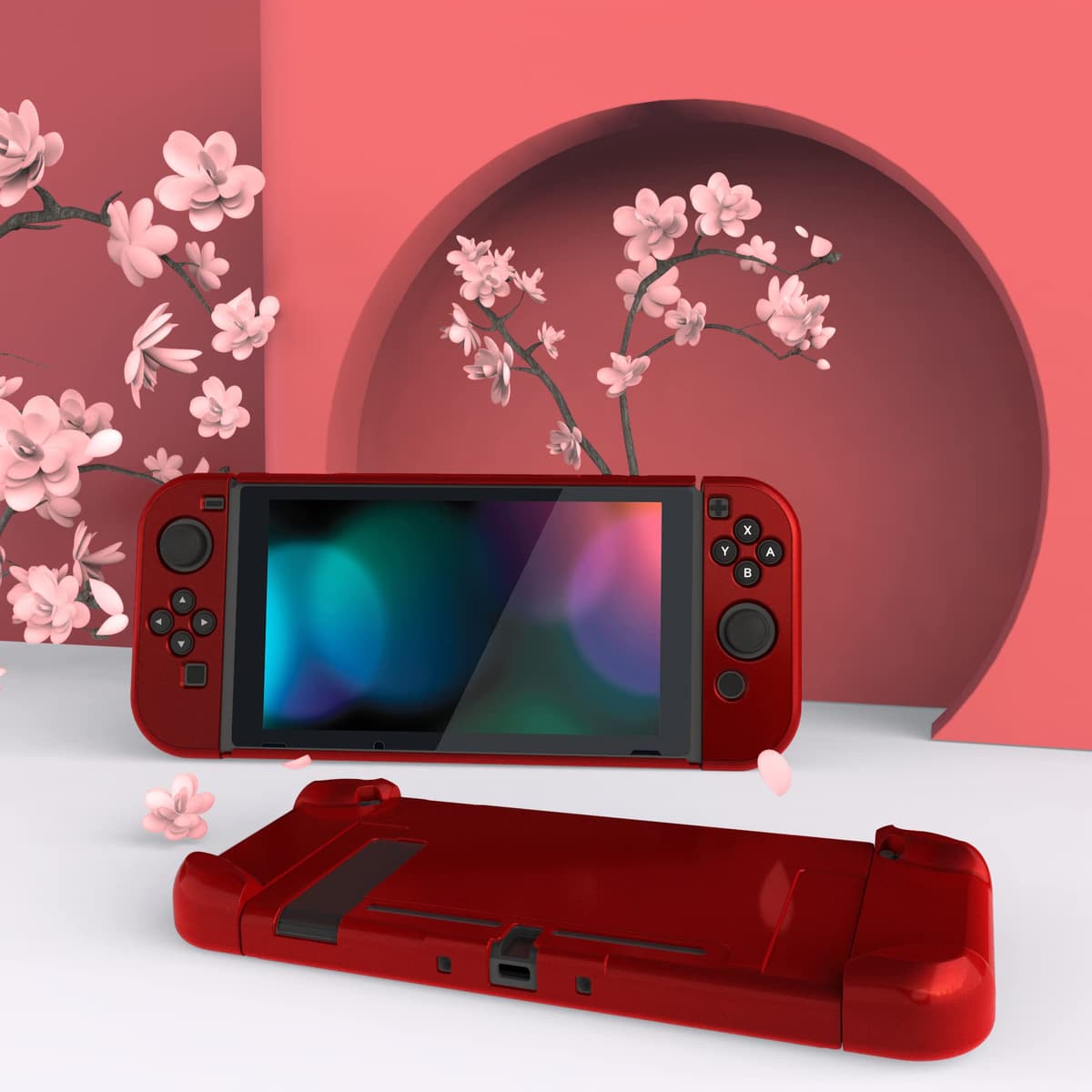 eXtremeRate PlayVital Funda Tacto Suave para Nintendo Switch Carcasa Dura Estuche Protector Separable de Joycons Protectora Dockable Cover Cáscara para Control Switch Joycon Consola(Rojo Escarlata) — view 4