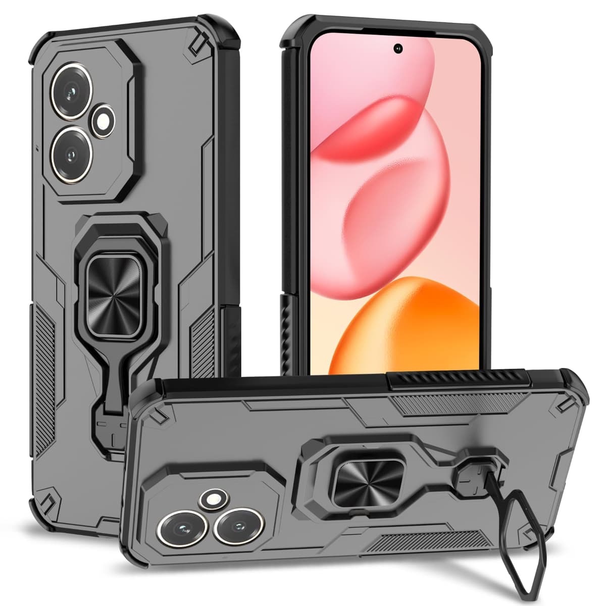 Funda para CMF Phone 2 Pro, Carcasa Antigolpes con Soporte anular metálico, Case Protectora de Grado Militar, Negro — view 36