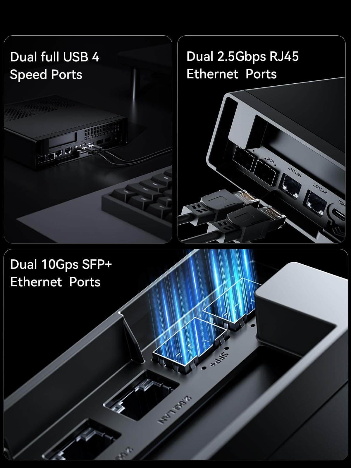 MINISFORUM MS-01-S1260 Mini PC Barebone with Intel Core i5-12600H,vPro Enterprise Support,2x10Gbps SFP+LAN/2x2.5G RJ45/2xUSB4/HDIM/16xPCIe 4.0/M.2 NVMe SSD/U.2 NVMe SSD,Mini Computer(No OS/RAM/SSD) — view 5
