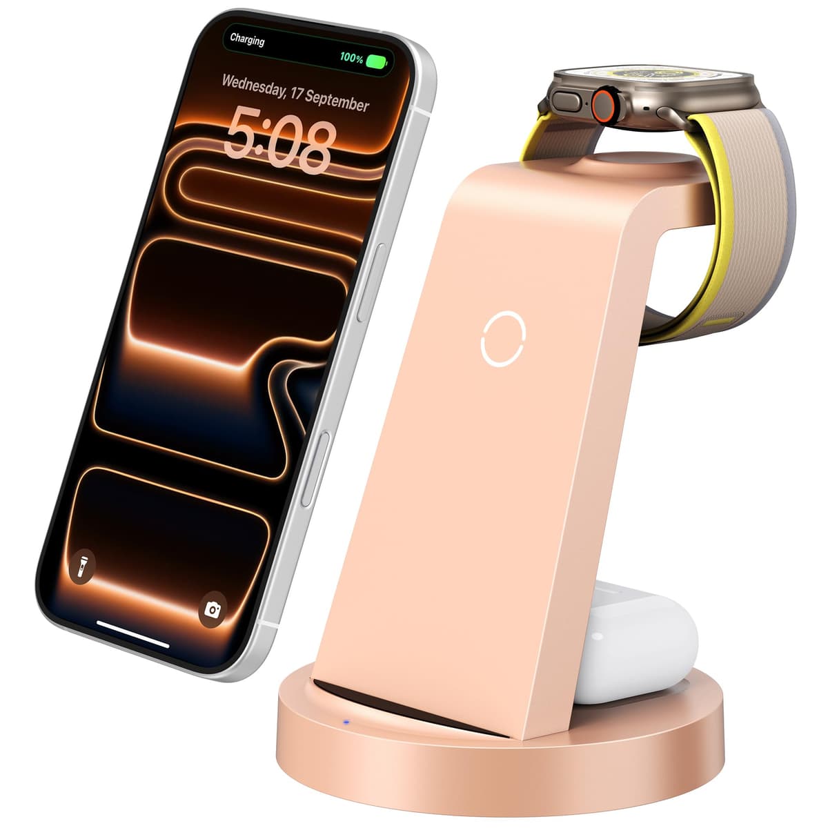 Anlmz 3 in 1 Charging Station for iPhone, Wireless Charger for iPhone 17 16e 16 15 14 13 12 11 X Pro Max & Apple Watch - Wireless Charging Station for AirPods 4 3 Pro — view 12