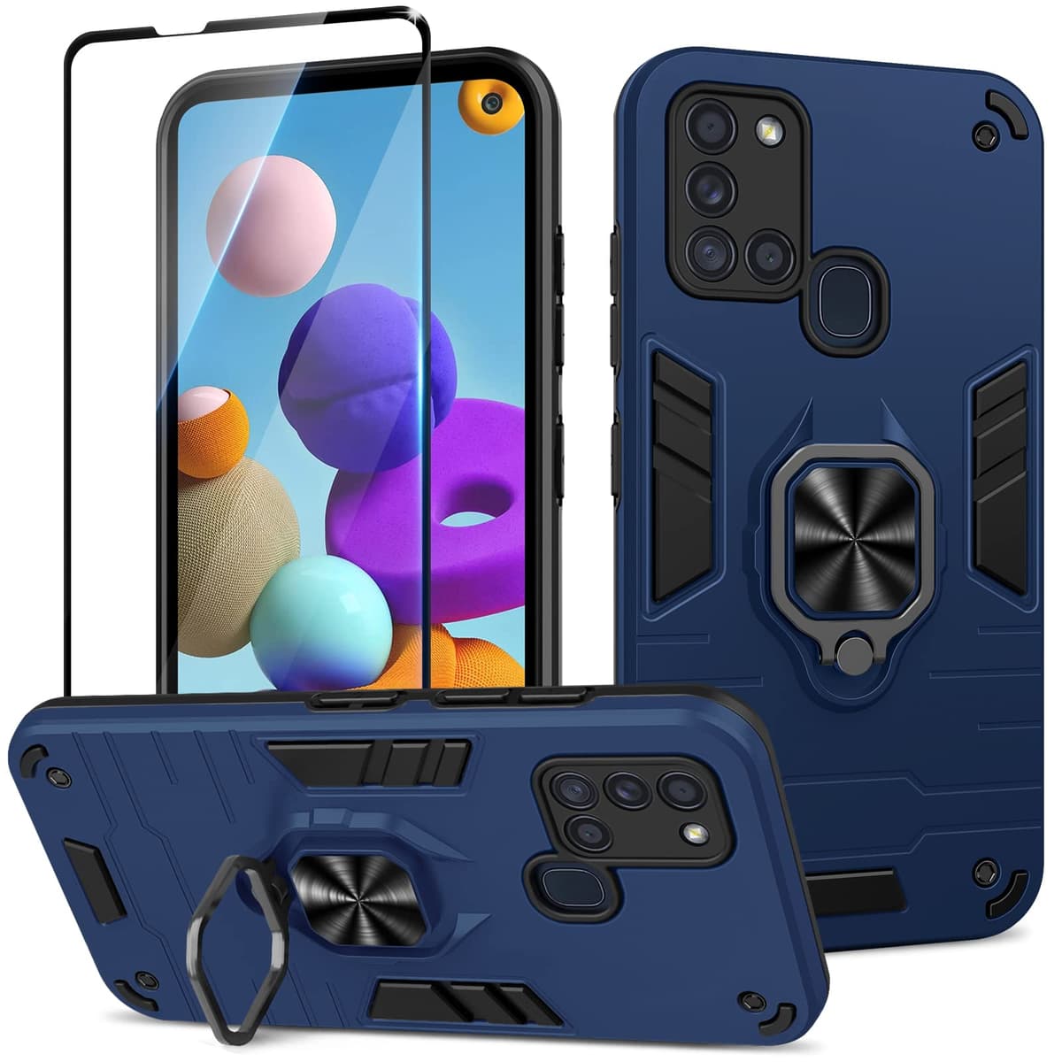 Funda para CMF Phone 2 Pro, Carcasa Antigolpes con Soporte anular metálico, Case Protectora de Grado Militar, Negro — view 927