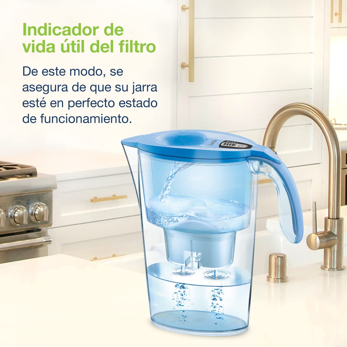 Jarra filtrante de agua LAICA Stream line (Edición en color) y 1 cartucho de filtro de agua Bi-Flux para 30 días - Tapa de llenado rápido, 2,3 L de capacidad total, 1,2 L de agua filtrada LAVANDA — view 5