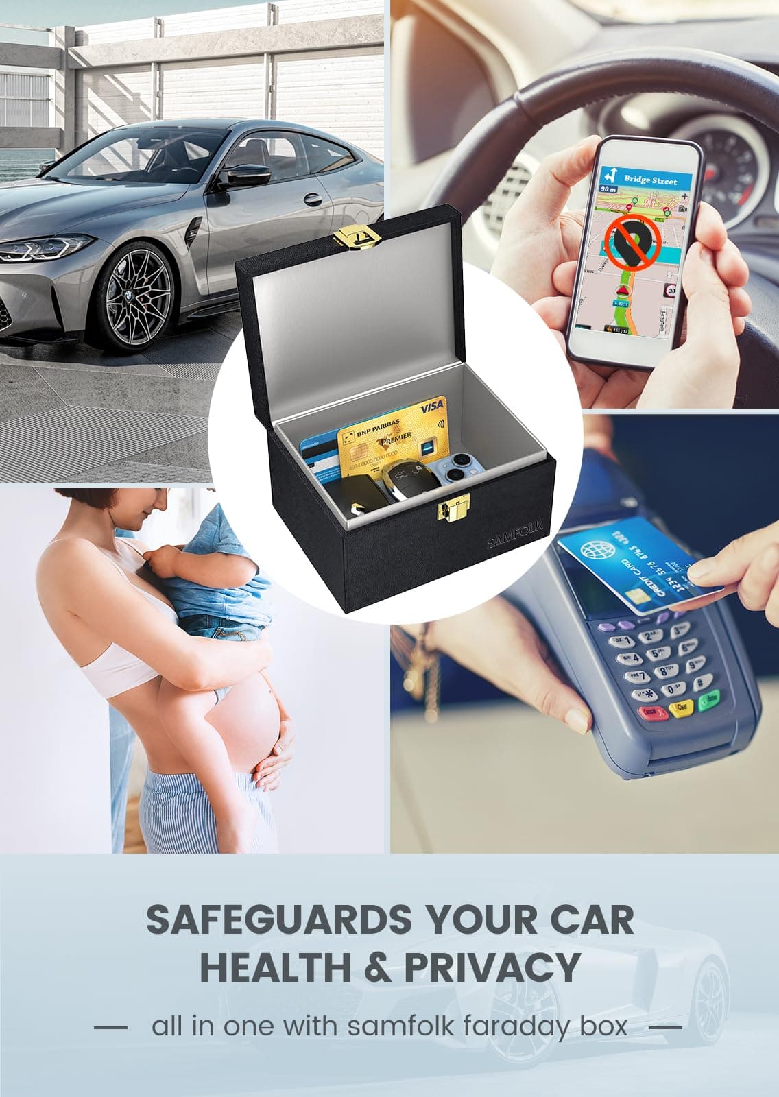 Samfolk Faraday Box and Pouch 2 Pack, Keyless Entry Car Key Safe Protector,Anti-Theft Signal Blocking Cages — view 7