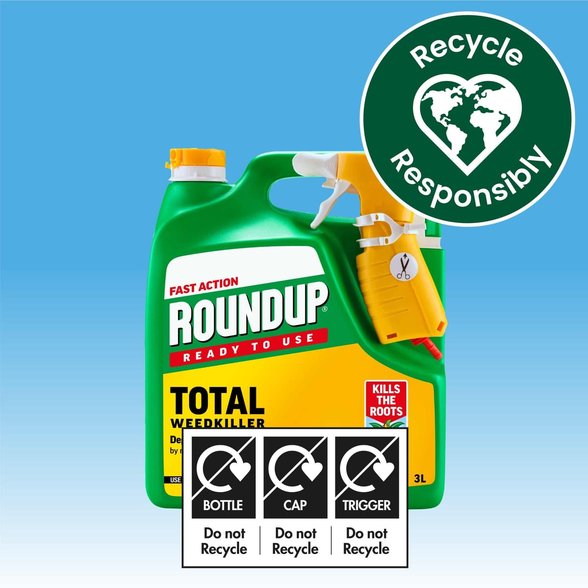 Roundup Fast Action Weedkiller, Ready to Use, Manual Spray, 3 Litre — view 5