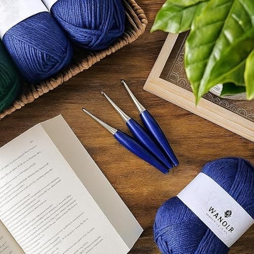 Furls Crochet Hook, Odyssey Navy Blue, Nickel Plated Tip for Effortless Glide, Ergonomic Handle Crochet Hooks 7" (Odyssey Navy Blue, H - 5.00mm) — view 5