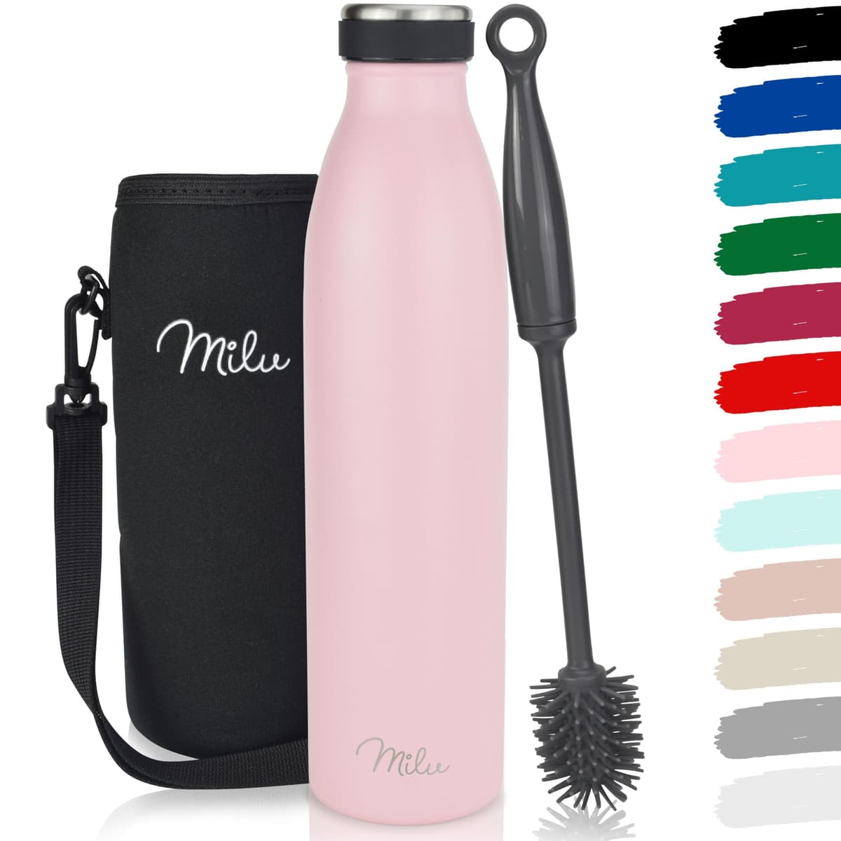 Milu Stainless Steel Drinking Bottle 1500 ml - Insulated Thermo Flask for Water - Leak Proof, Insulated and Double Walled, Carbonated (Granite Navy Blue, 1,5L) — view 60