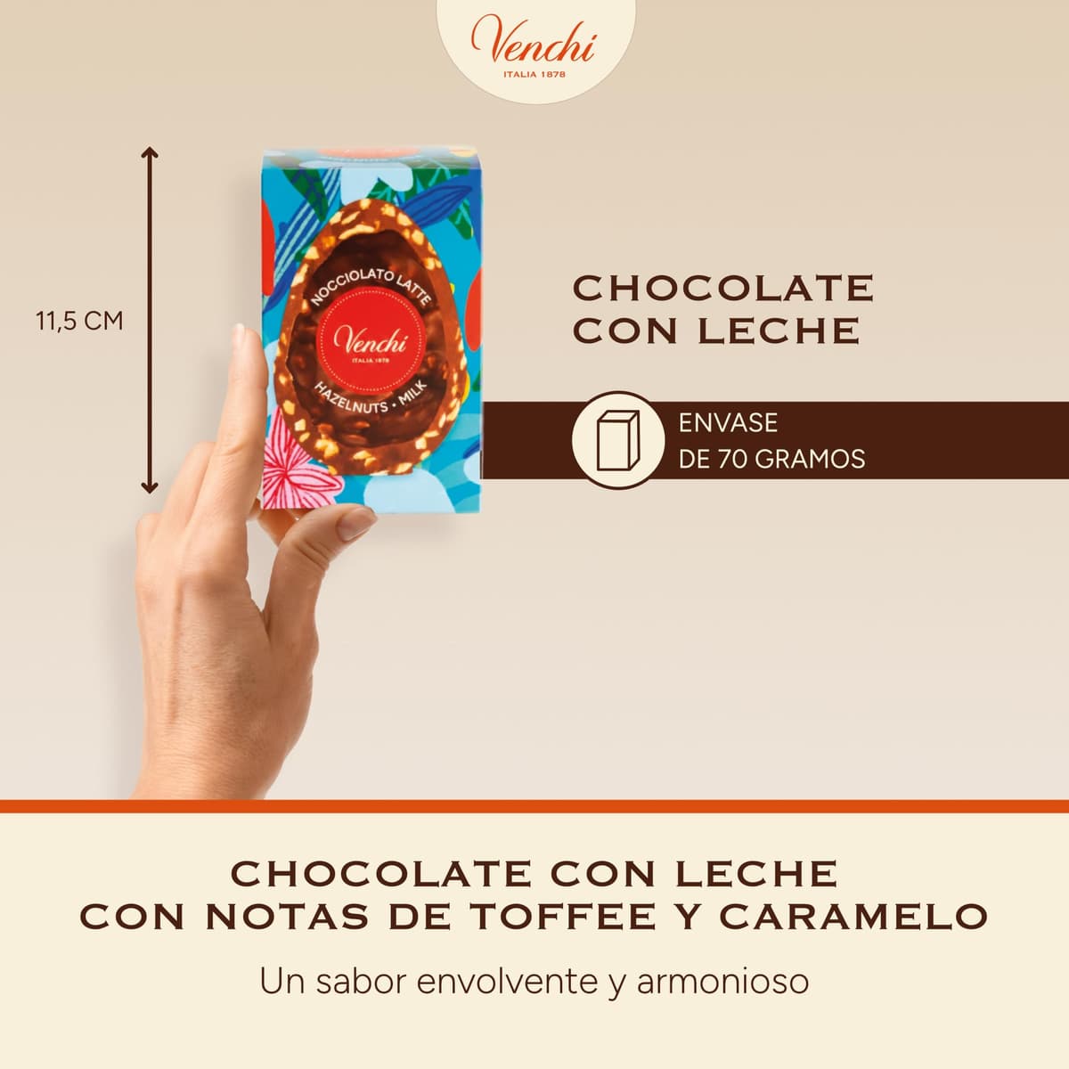Venchi - Huevo de Chocolate Mignon con Leche y Avellanas, 70 Gr, con Granillo Grueso de "Avellana Piamonte", Sin Gluten, Colección de Pascua Venchi, Idea de Regalo — view 5