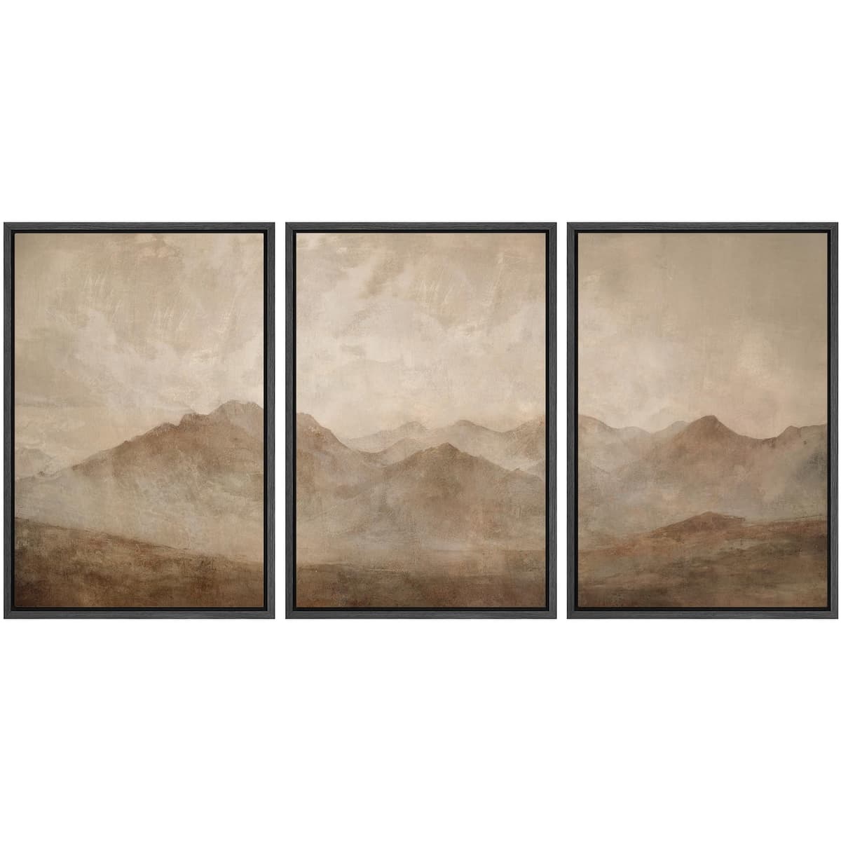SIGNWIN Framed Canvas Print Wall Art Set Blue White Grunge Geometric Pattern Abstract Shapes Cozy Neutral Decorative Contemporary Minimal for Living Room, Bedroom, Office - 24"x36"x3 Natural — view 127