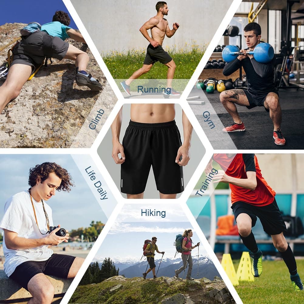 AUYAO Pantalones Cortos Hombre Deporte, Pantalón Corto de Running Secado Rápido, Deporte Short Deportivo Hombre Transpirables para Tenis Fitness Atletismo Entrenamiento — view 2