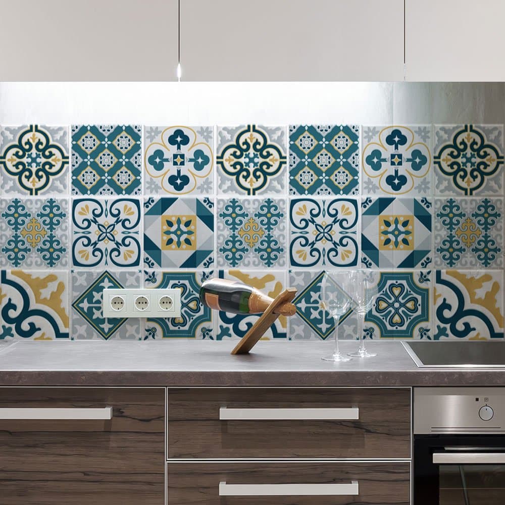 RE-COVERTILES - Pegatinas Azulejos Cocina y Baño Stickers de PVC Impermeables Antiarañazos Decoración de Pared Baldosas Peel and Stick - Modelo 24 Pzas 10x10 cm PS00179 Made in Italy — view 12