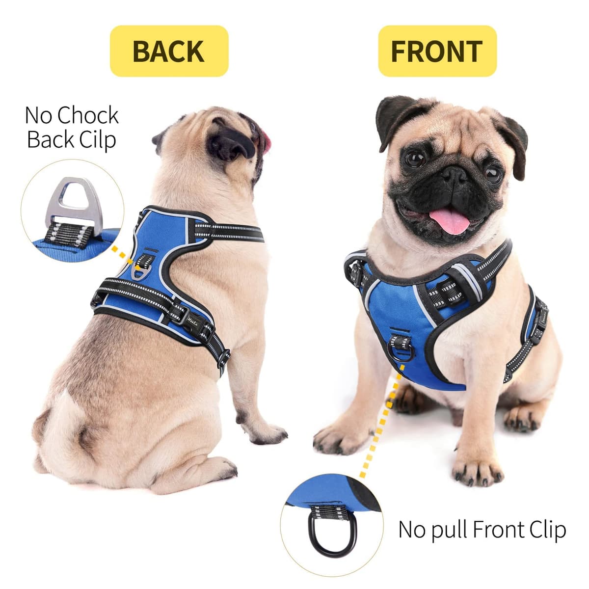 HEELE Dog Harness Medium No Pull Dog Vest Harness with Soft Handle Reflective Pet Harness for Outdoor Training Walking, Black, M — view 312