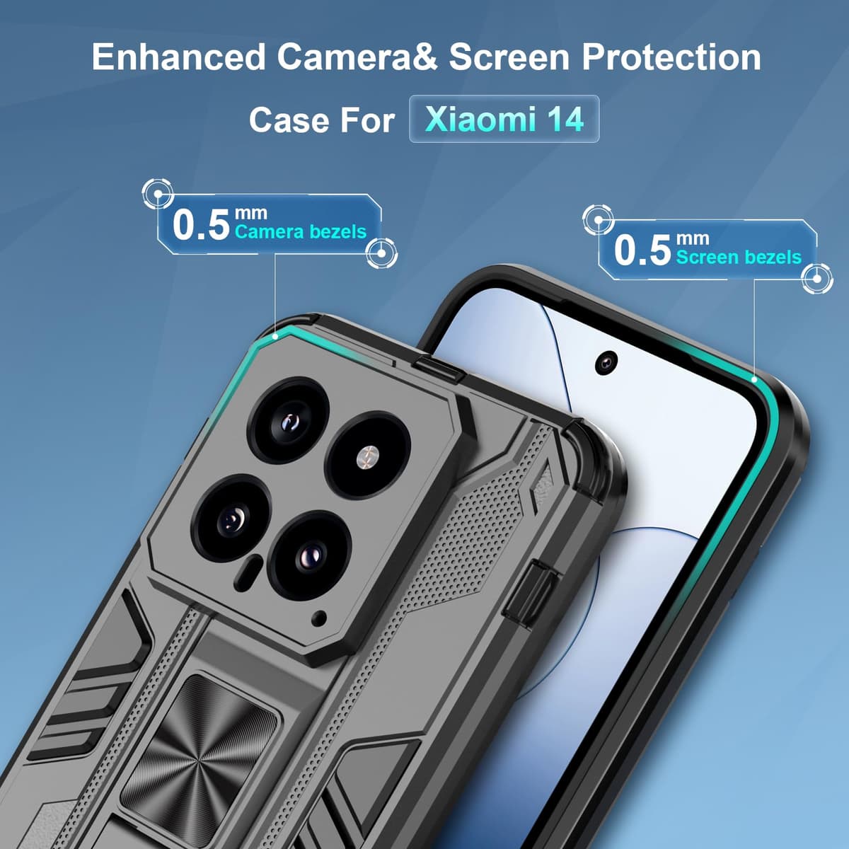 Funda para CMF Phone 2 Pro, Carcasa Antigolpes con Soporte anular metálico, Case Protectora de Grado Militar, Negro — view 1654