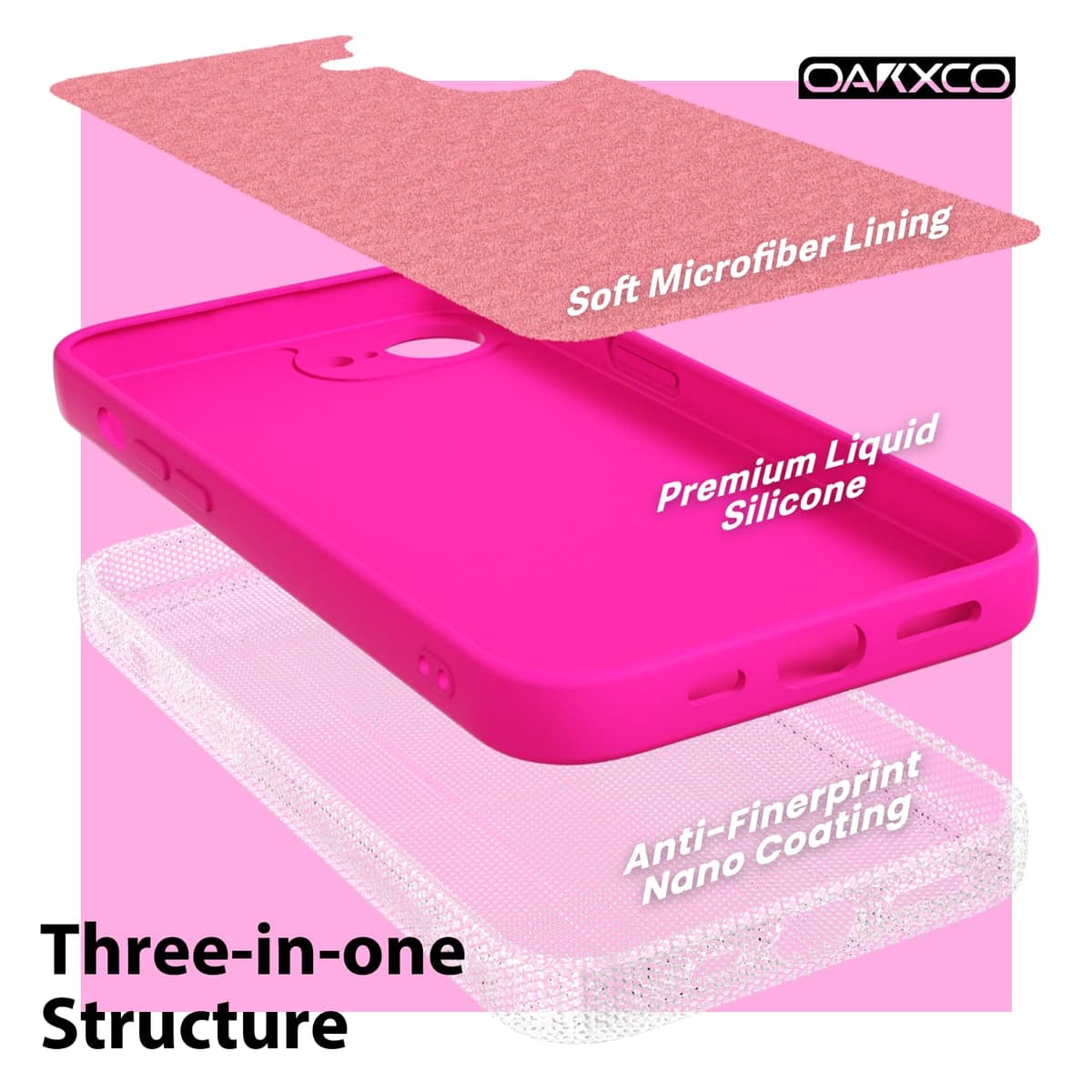 oakxco for iPhone 17 Pro Max Phone Case Liquid Silicone, Cute Thin Slim Grip Soft Rubber Gel for Women Men, Smooth Matte TPU Plain Solid Color Girly Simple Case with Camera Cover, Light Pink — view 1970