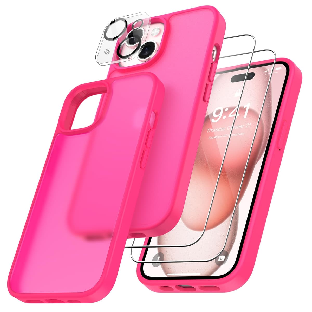 FLLAO 4 en 1 Funda para iPhone 15 con 2 Protector Pantalla y 1 Protector Lente Cámara, [Almohadilla de Aire integrada] Antigolpes Antiarañazos Carcasa 6,1 Pulgadas, Transparente — view 46