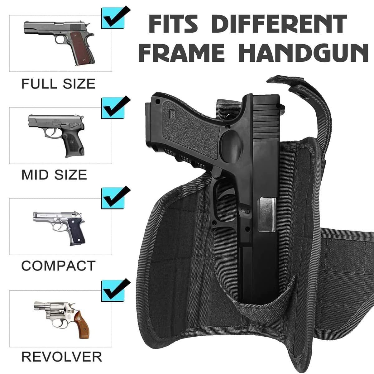 Funda Táctica para Pierna, Funda para Muslo, Funda para Pistola Militar para Exteriores, Funda para Pistola de Nailon 900D, Arnés de Pierna Ajustable para Pistolas Glock Grandes y Medianas — view 4