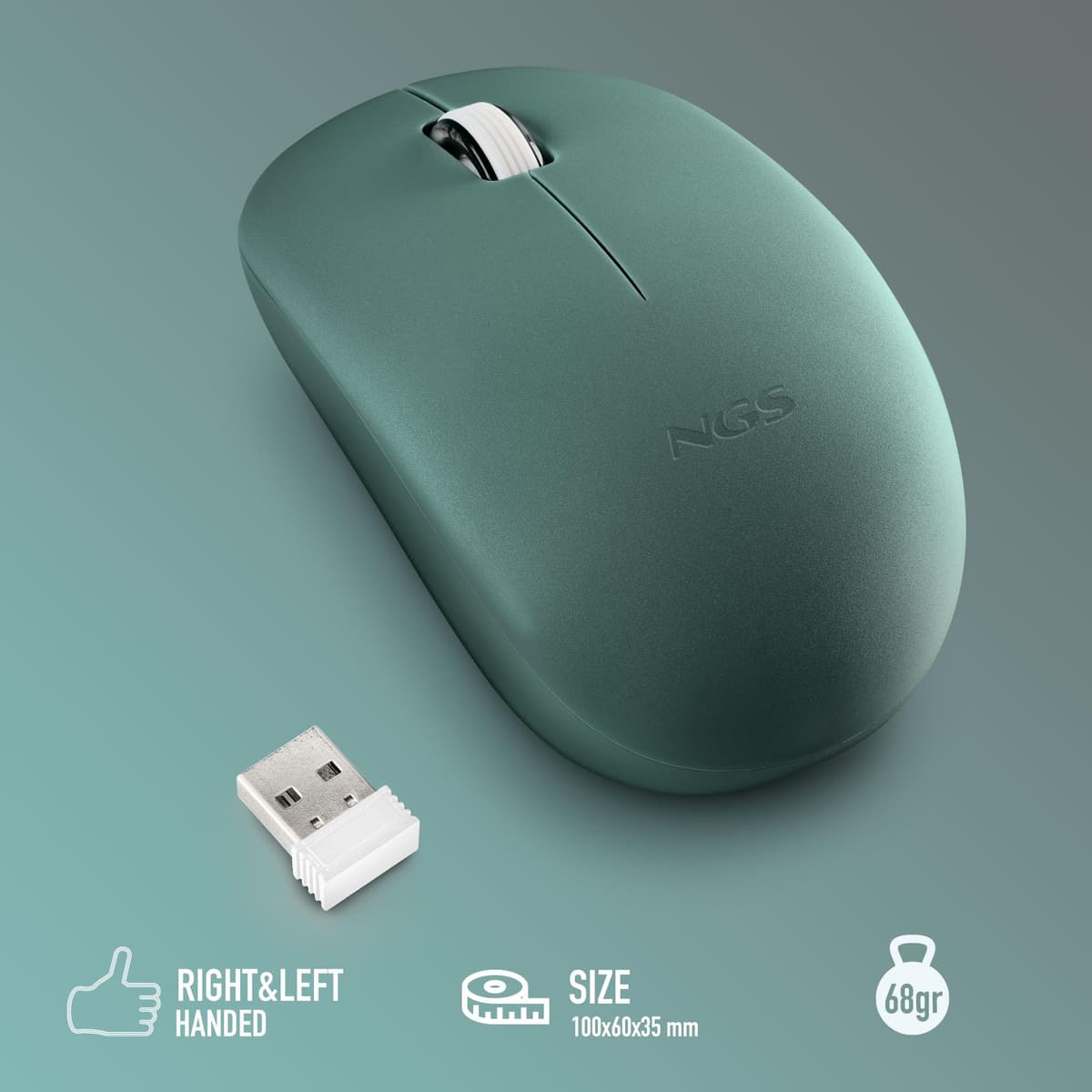 NGS Fog Pro Green – Ratón Inalámbrico Óptico 1000 dpi, Nano USB, Botones Silenciosos, Plug & Play, Ambidiestro, Compatible con PC, Mac y Portátil, Verde — view 7
