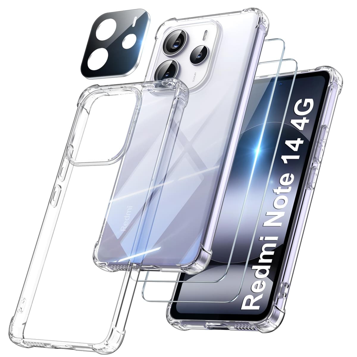 FLLAO 4 en 1 Funda para iPhone 15 con 2 Protector Pantalla y 1 Protector Lente Cámara, [Almohadilla de Aire integrada] Antigolpes Antiarañazos Carcasa 6,1 Pulgadas, Transparente — view 11