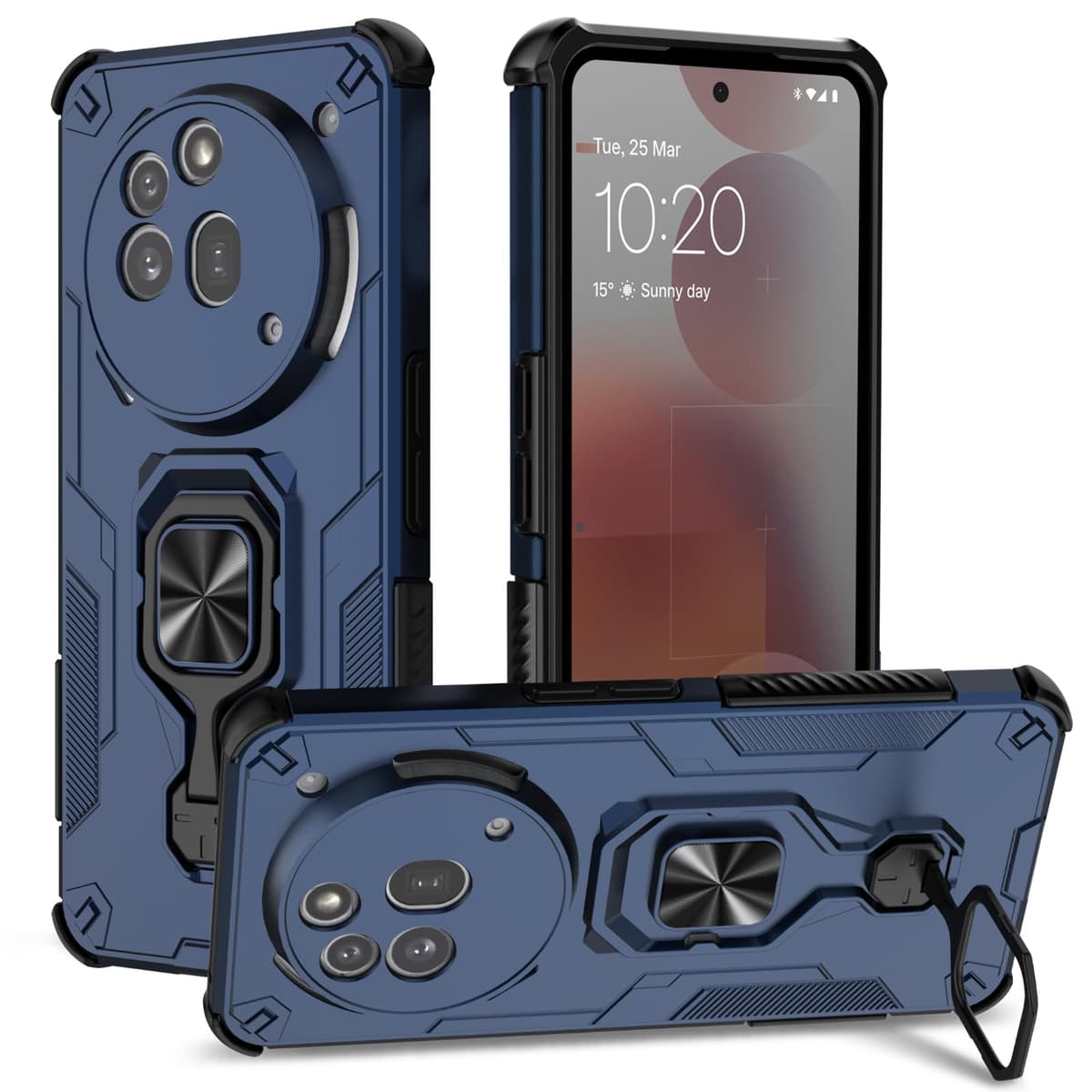 Funda para CMF Phone 2 Pro, Carcasa Antigolpes con Soporte anular metálico, Case Protectora de Grado Militar, Negro — view 906