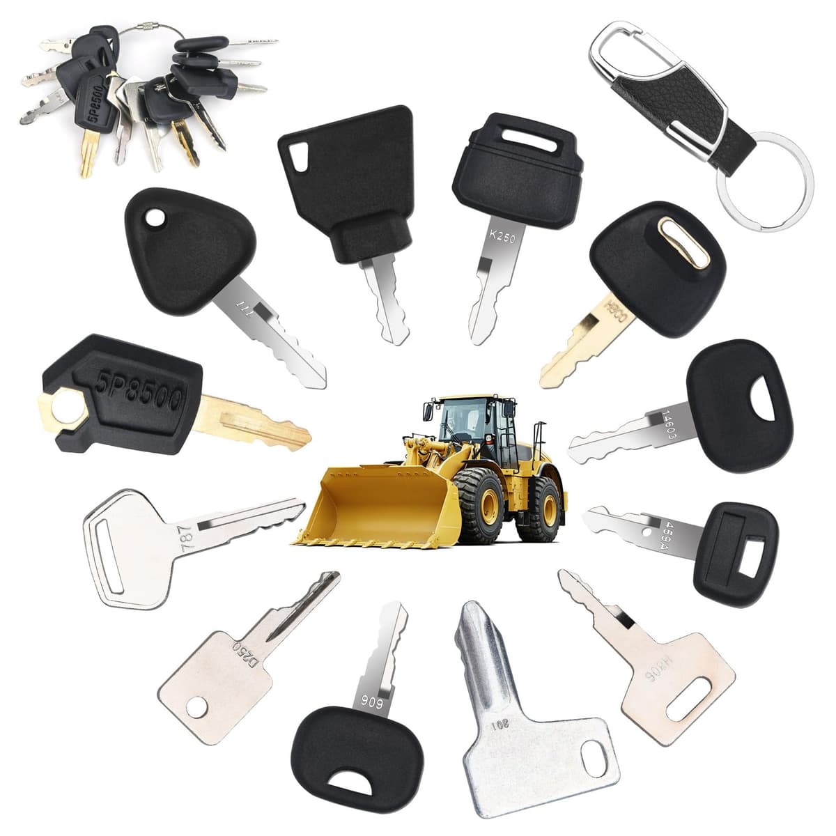 URAQT Juego de Llaves de Encendido, 12PCS Llaves de Contacto de Repuesto de Repuesto Universales, para Caterpillar Hitachi Kobelco Komatsu Kubota para Excavadoras Plantas Dumper Tractor Dozer Scooter
