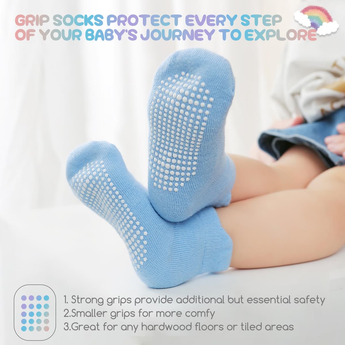 Aroveea Calcetines Antideslizantes Bebés y Niños Pequeños, 12 Pares Algodón Lindos de Tobillo, 6 Meses-7 Años — view 4