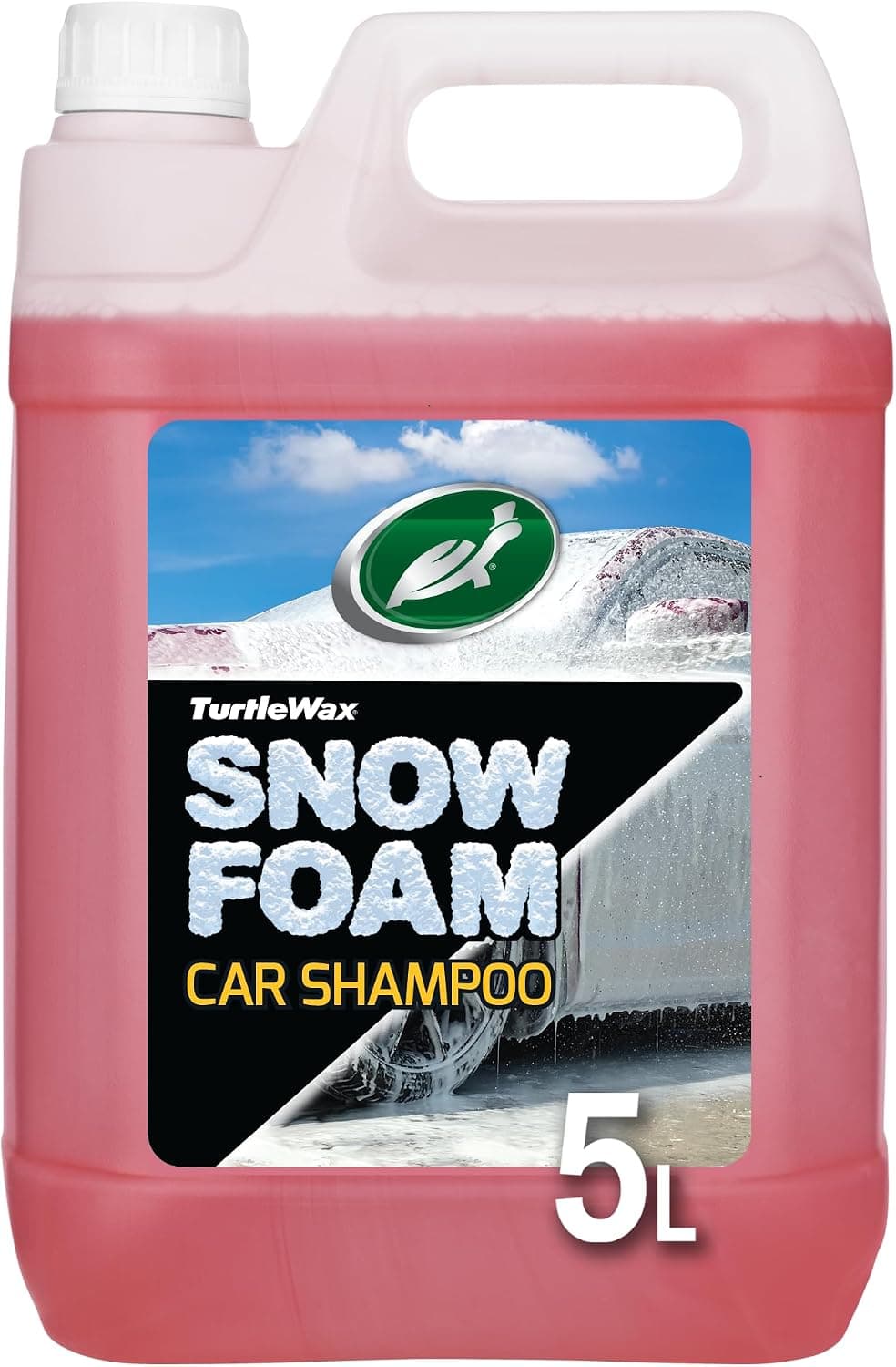 Turtle Wax Snow Foam, Thick, PH balanced Car Shampoo. 5L, Pack of 1, Cherry Scented, Streak Free Formula Safe for All Paint, Tyres, Wheels and Trim, Perfect for Overall Car Cleaning