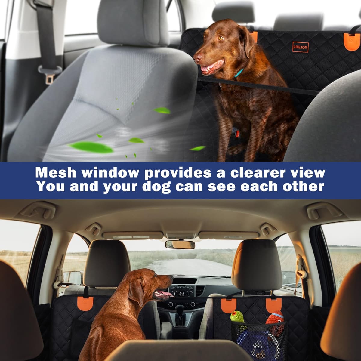 JOEJOY Back Seat Extender for Dogs - Dog Car Seat Cover for Dogs Waterproof & Foldable, Non-Slip Back Seat Cover with Hard Bottom for Cars, Trucks and SUVs, Suit for Travel Camping — view 5