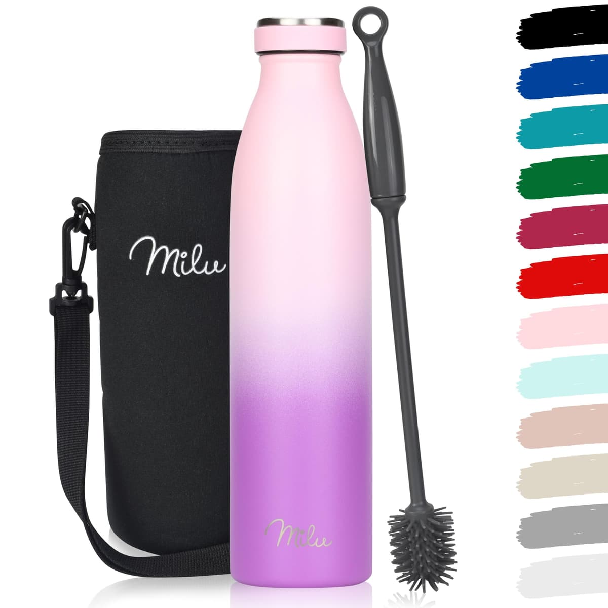 Milu Stainless Steel Drinking Bottle 1500 ml - Insulated Thermo Flask for Water - Leak Proof, Insulated and Double Walled, Carbonated (Granite Navy Blue, 1,5L) — view 14