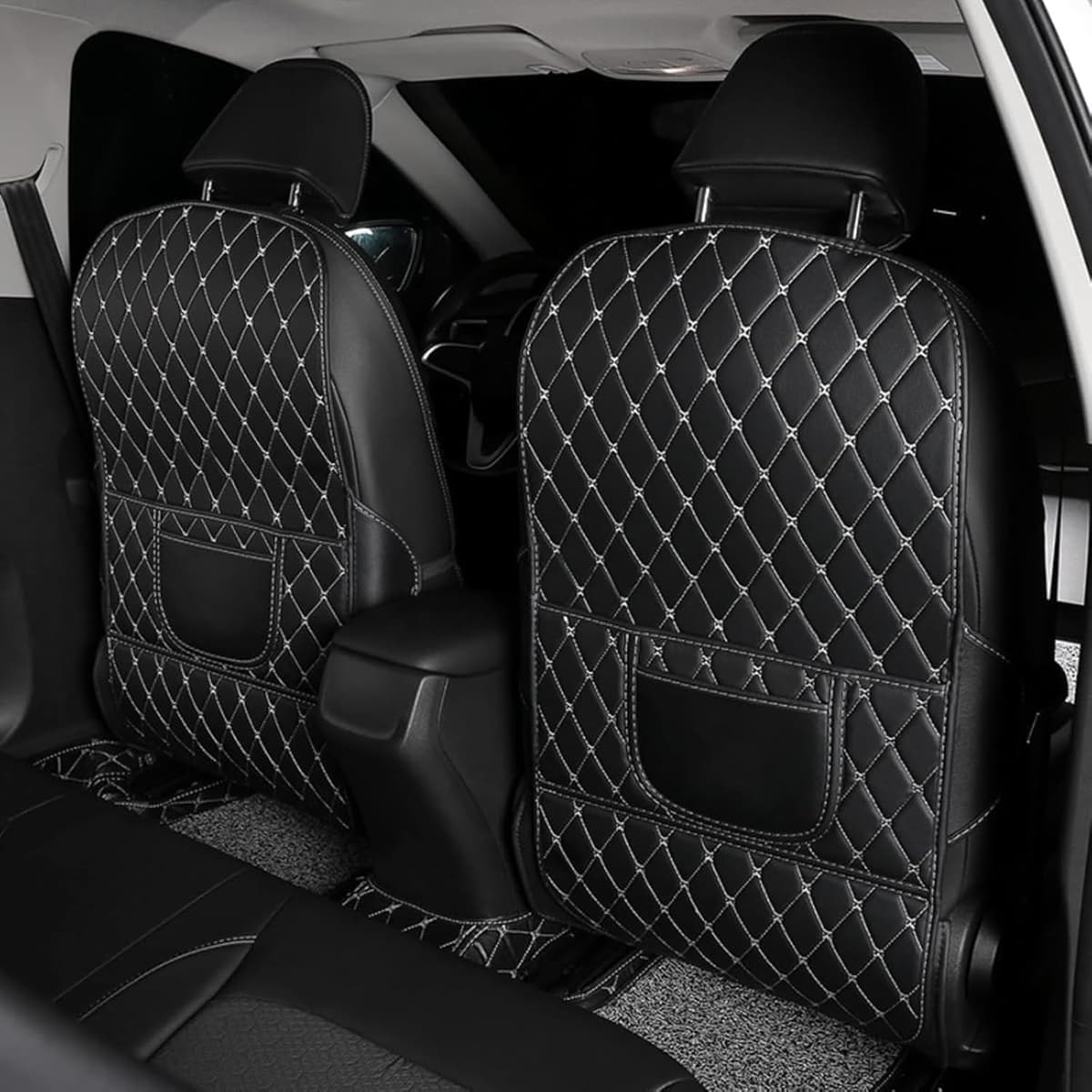 2PCS Car Seat Back Protector for OMODA 9 SHS C9 2025-2026, Proof Back Seat Cover Waterproof & Kick Pad With Storage Pockets Proof Back Seat Cover,B/Long
