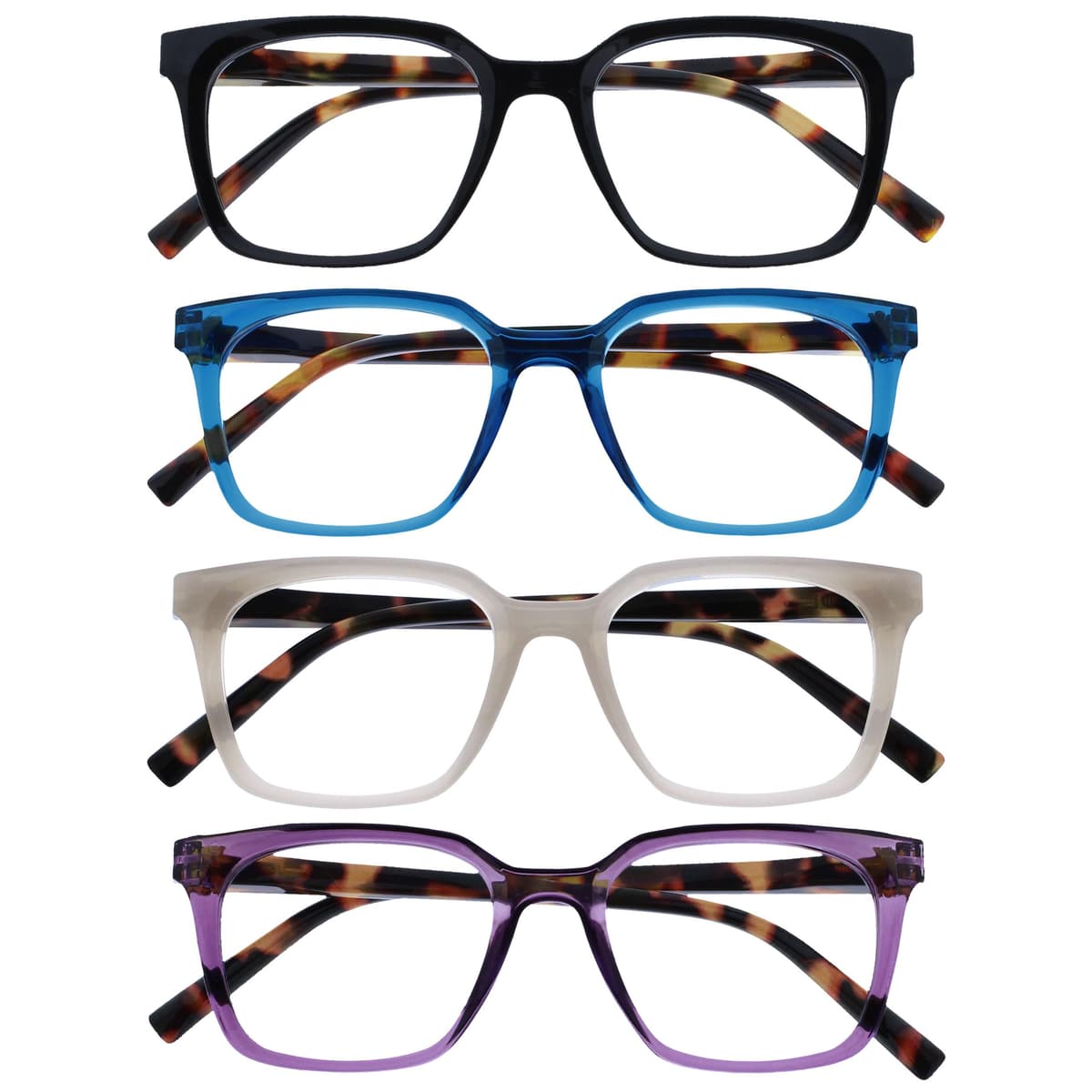 OPULIZE KOI Reading Glasses - Elegant Wide Rectangular Frame - Optimum Vision - Men Women - Spring Hinges, 1 Pack - Aqua — view 24
