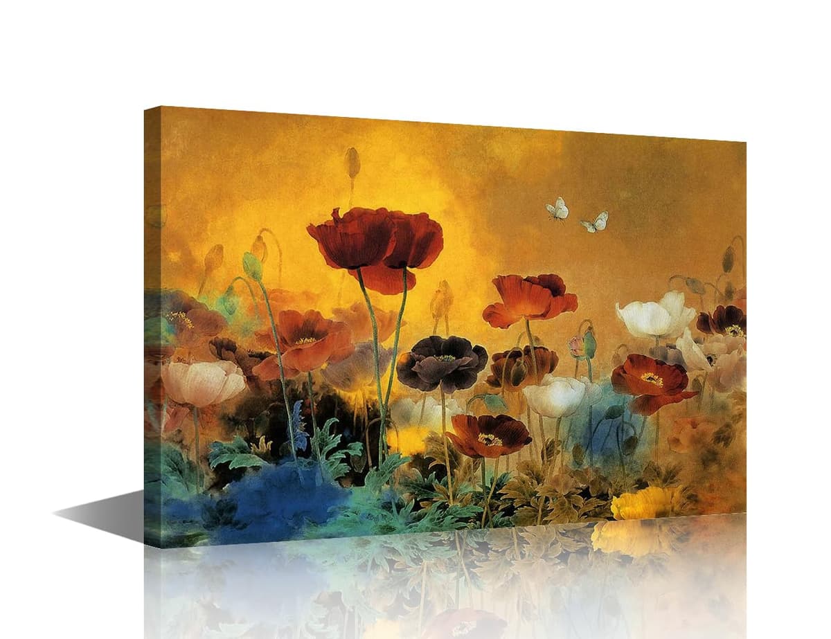 TISHIRON Rustic Yellow Sunflower in Vase Farmhouse Cottage Countryside 18"x12" Canvas Wall Art Prints Framed Picture Photo Painting Home Decor Ready to Hang — view 39
