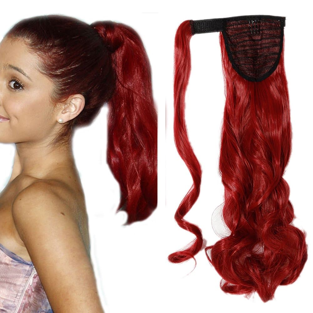 17"(43cm) SEGO Ponytail Long Synthetic Hair Looks Natural [Red Brown/Orange] Clip in Hair Extensions Curly Tail Ponytail Extension (90g) — view 104