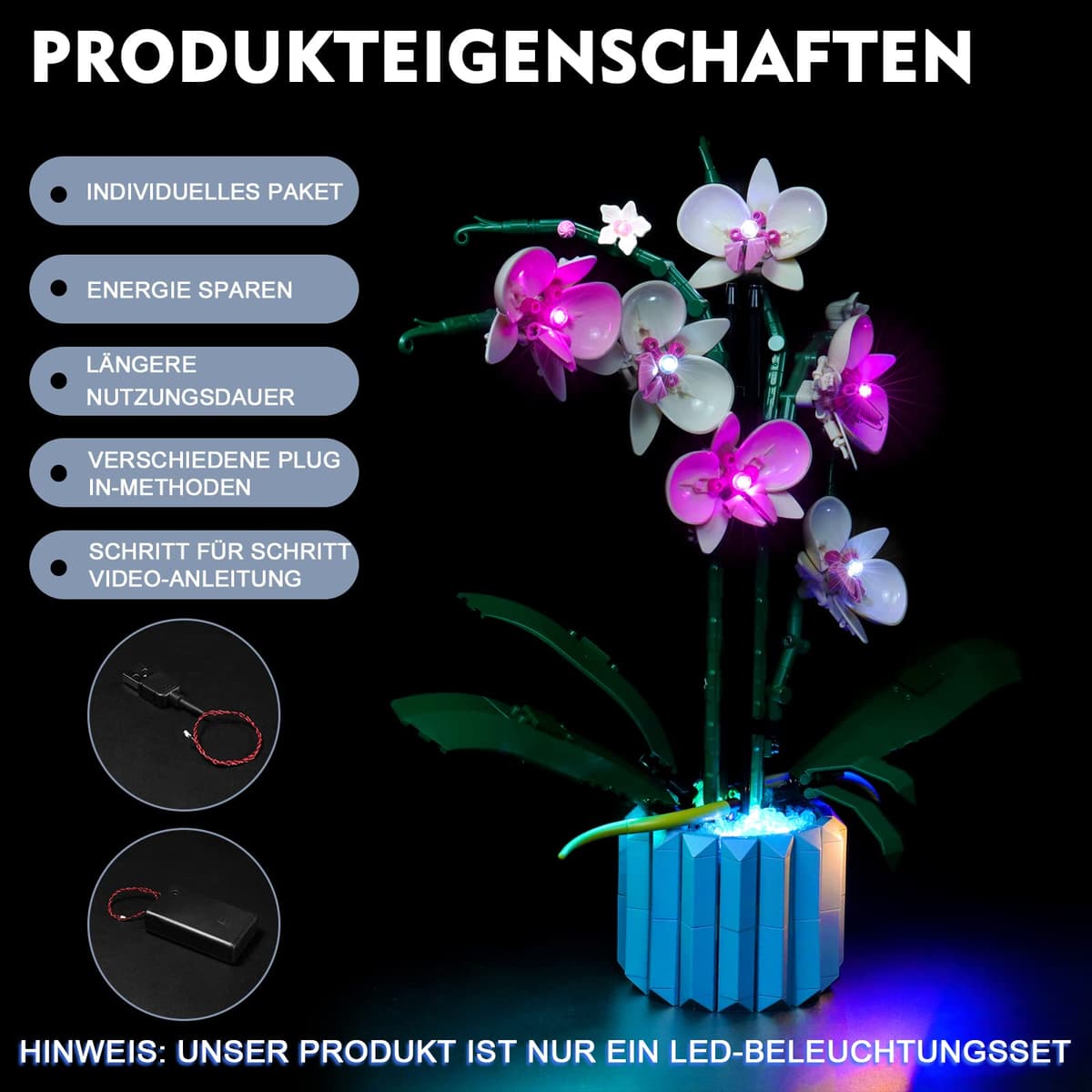 BrickBling Juego de Luces LED Compatible con Lego 10311 Orquídea Botánica Set (solo luces, no incluye bloque de construcción), versión de control — view 4