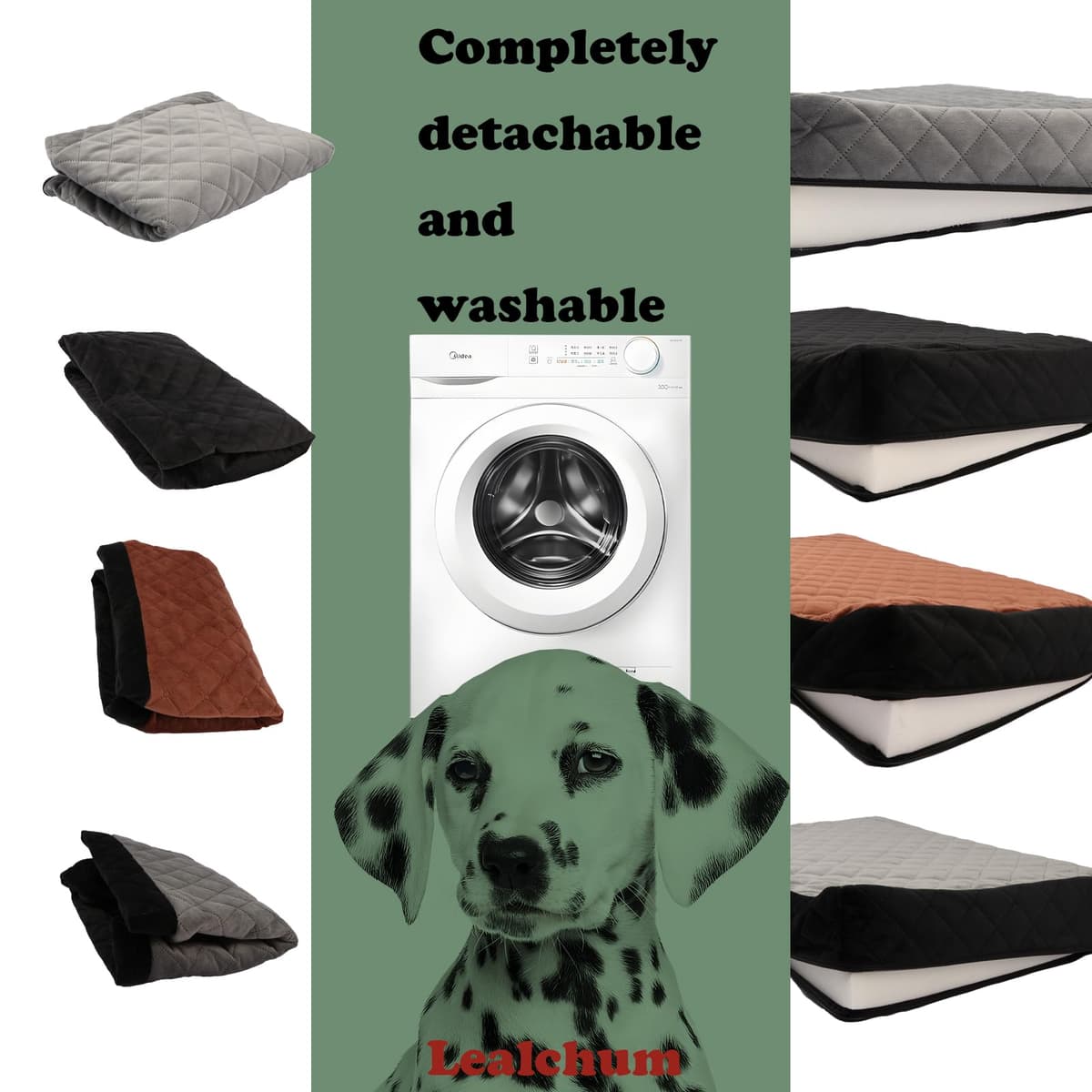 Lealchum Large Dog Car Seat,Memory Foam Cushion Car Seat for 2 Small Dogs,Comfy Vehicle Dog Bed with Side Pocket and 2 Clip-On Safety Leashes,Easy to Install Car Seat for Dogs(Black, Large) — view 5