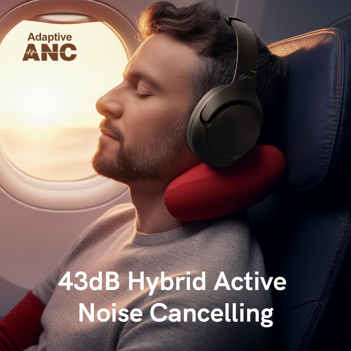 QCY H3 Cascos Inalámbricos Bluetooth 5.4 Diadema con Cancelación de Ruido Activa Híbrida, Hi-Res Audio, 60 Horas de Reproducción, Plegables Auriculares Over Ear Compatible con iOS/Android — view 2