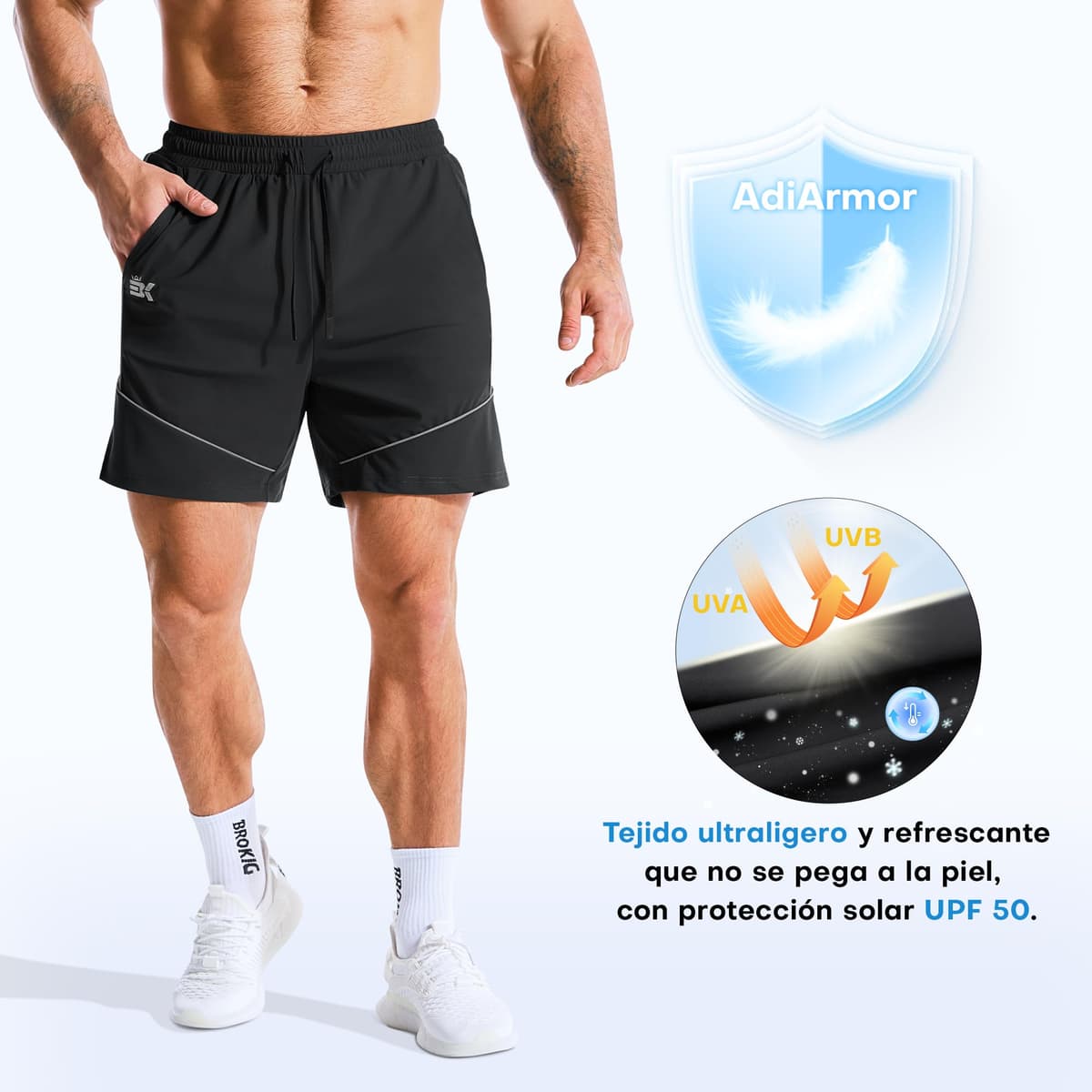 ZENWILL AdiArmor Pantalones Cortos Hombre Deporte Cremallera Pantalón Corto Gym Pantalon Corto Running Secado Rápido — view 4