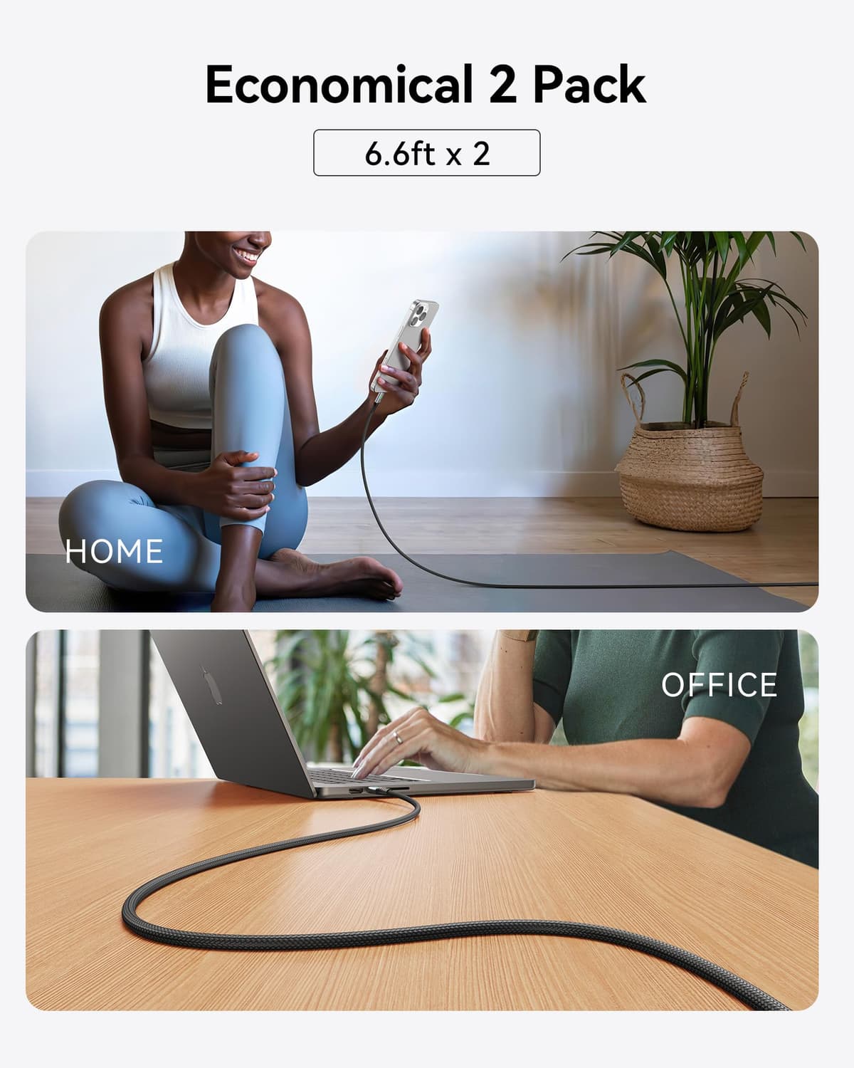 INIU 240W USB C to USB C Charger Cable, [2-Pack 2m] PD Type C Charge Cable, Super Fast Charging USB C Cable for iPhone 17 16 15 Pro Max Plus, MacBook iPad Air, Samsung S25 S24 Ultra, Steam Deck etc. — view 7