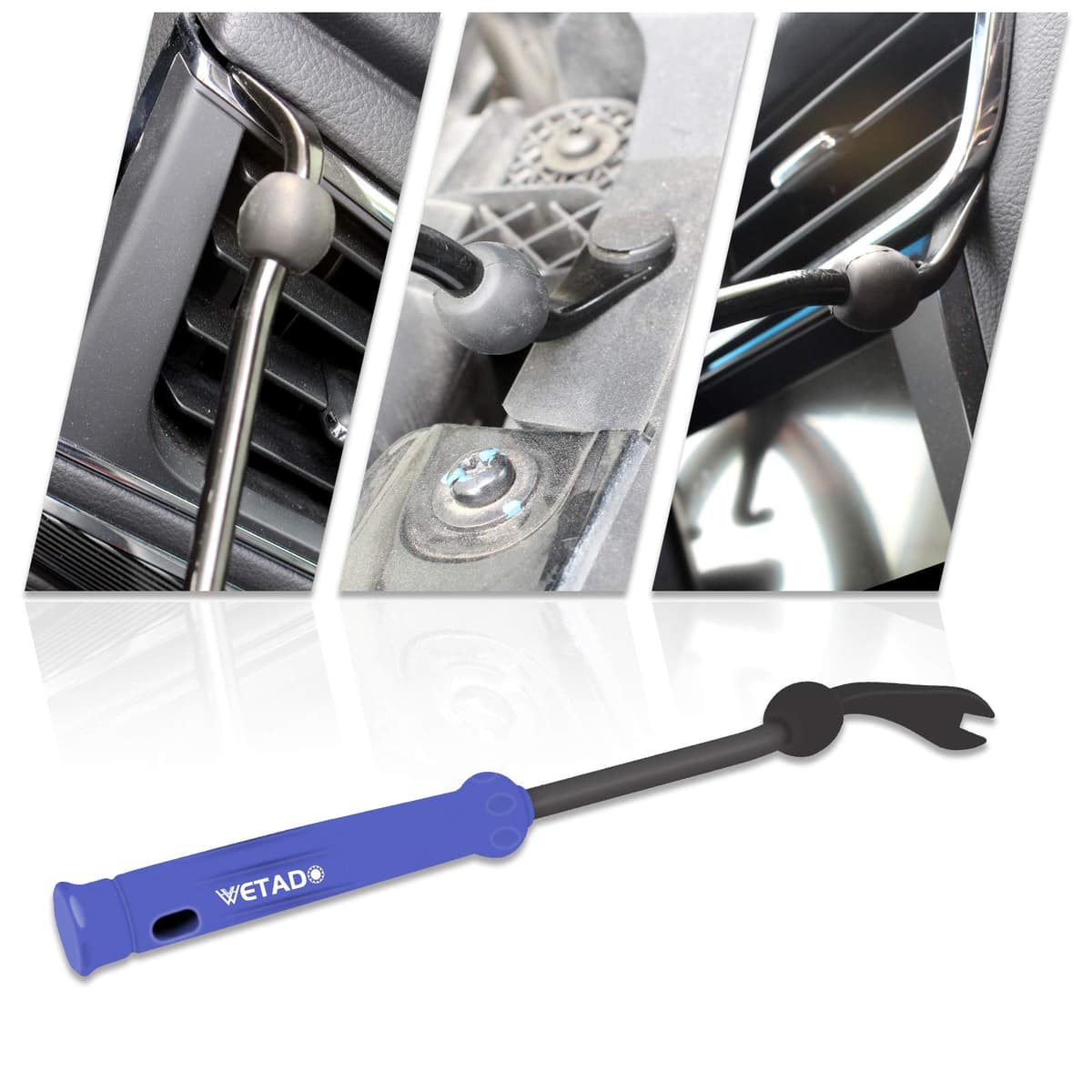Wetado Trim Removal Tool, Car Upholstery Repair Kit, Car Door Audio Panel Trim Removal Set, Fastener Terminal Remover Tool Set Clips Pry Kit Auto Clip Pliers (8PCS Blue) — view 7