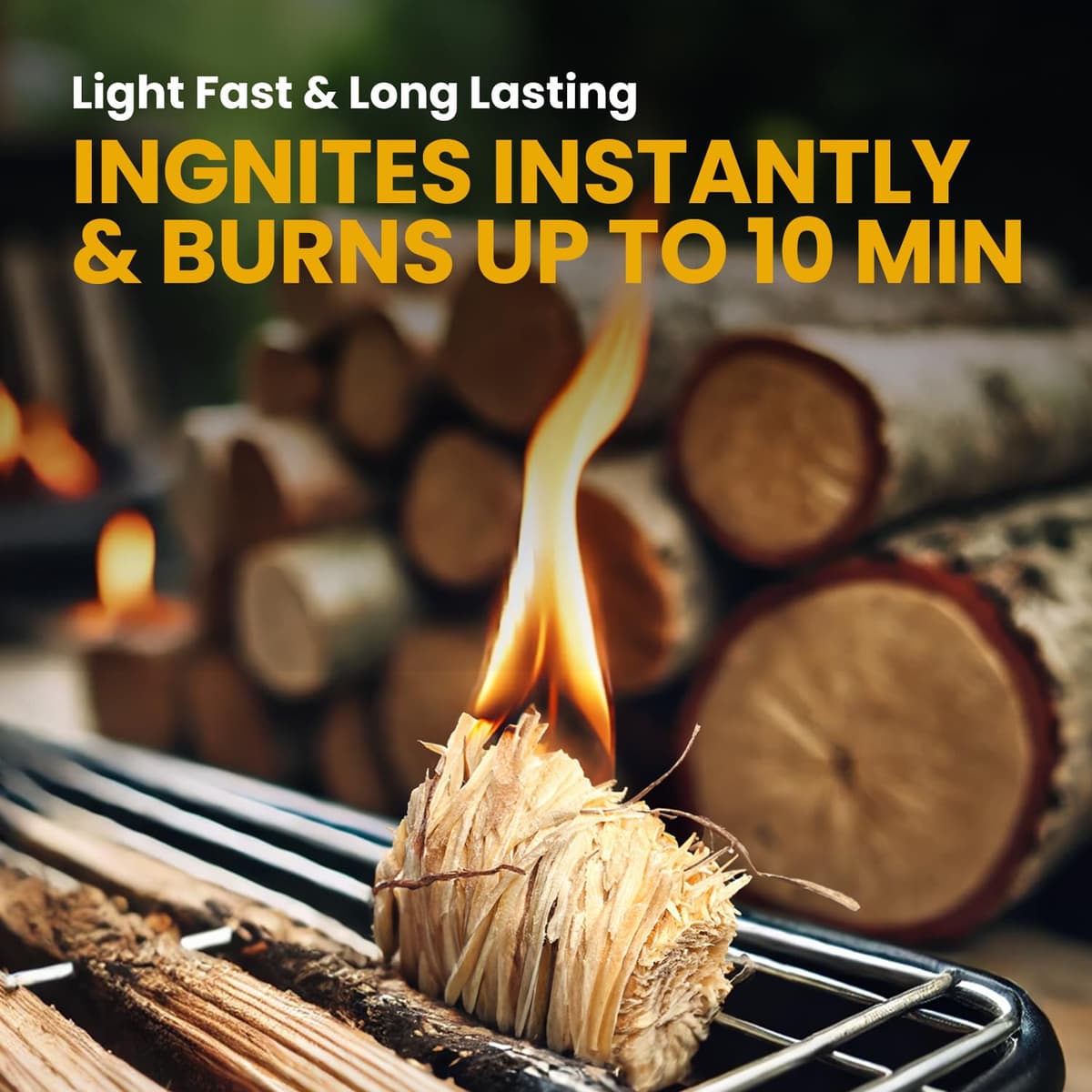 Ecoblaze Natural 24 Firelighters - Fire Lighters for BBQ, Pizza Oven, Fire Pits - Wood Wool Fire Starters - Perfect for Garden Life & Camping, Safe, Clean Wax Coated Instant Firestarter — view 2